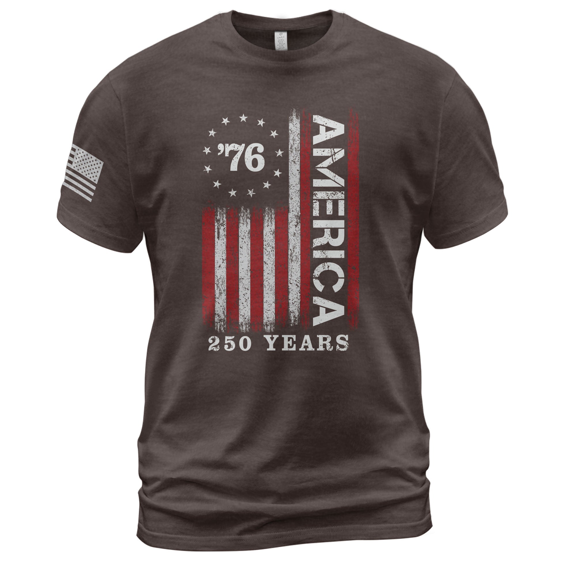 Classic Retro Style American Flag 76 Apparel Patriotic Graphic T-Shirt Holiday Wear - Rust Field Wear