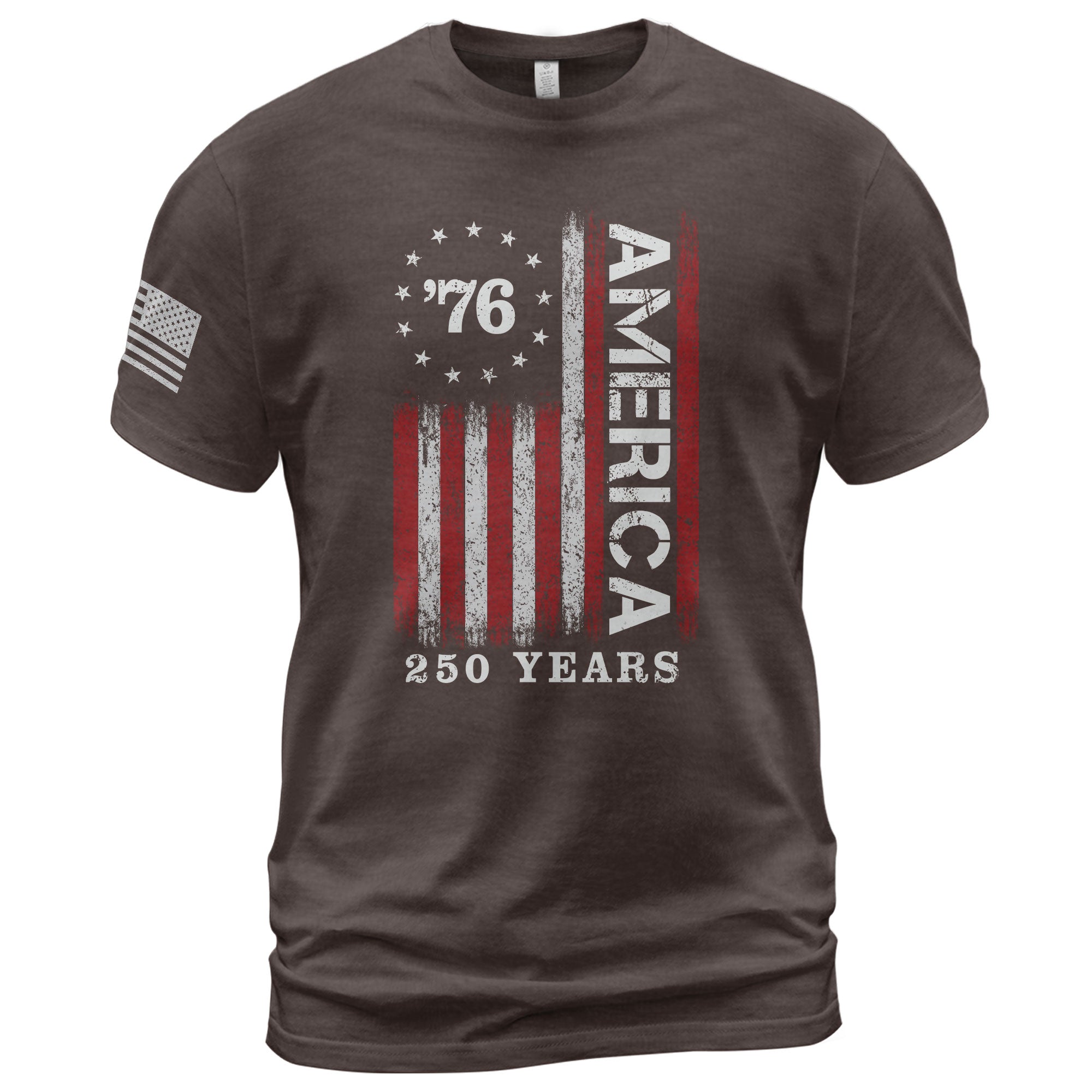 Classic Retro Style American Flag 76 Apparel Patriotic Graphic T-Shirt Holiday Wear - Rust Field Wear