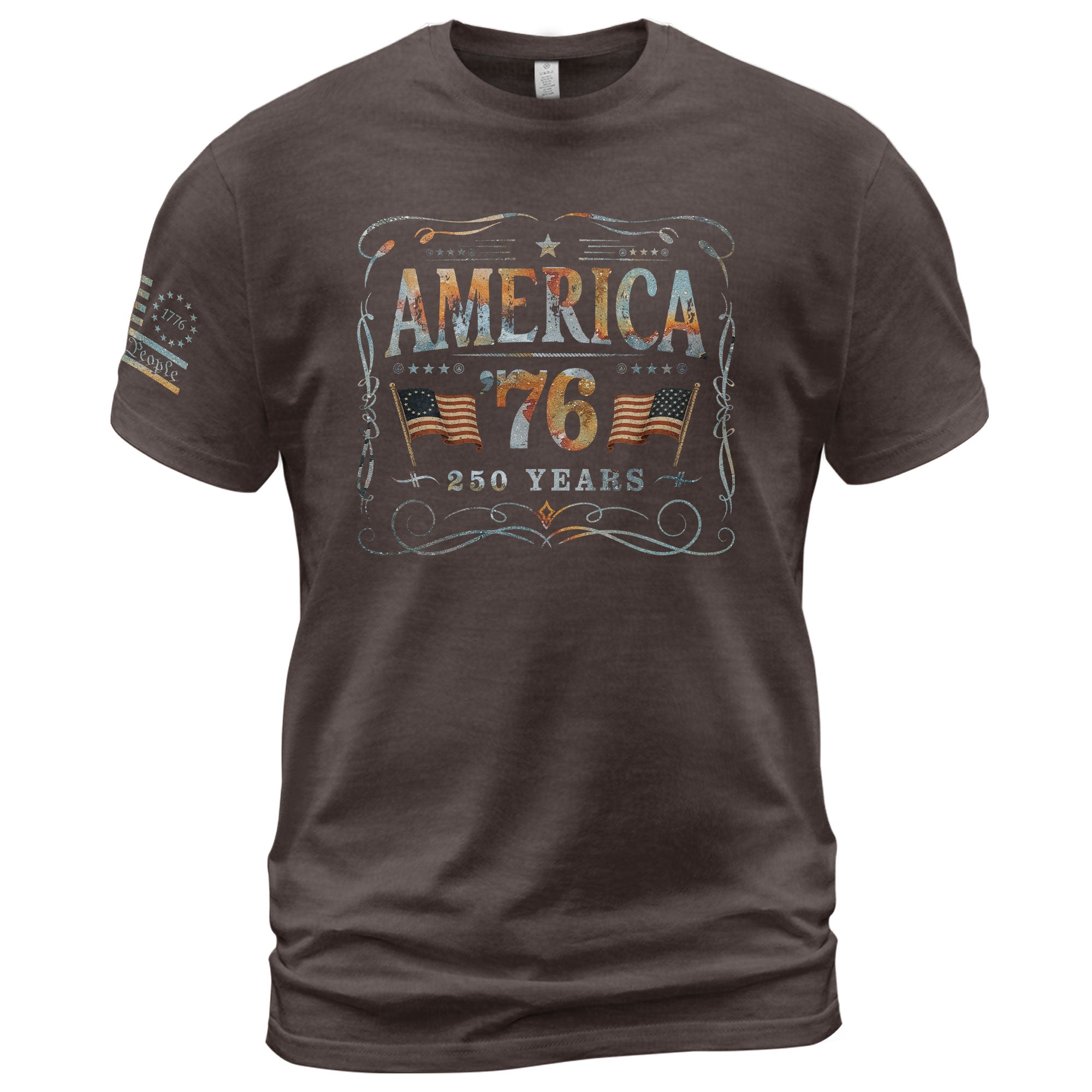 American Pride 76 T-Shirt Vintage Patriotic Graphic Design Casual Birthday Gift - Rust Field Wear