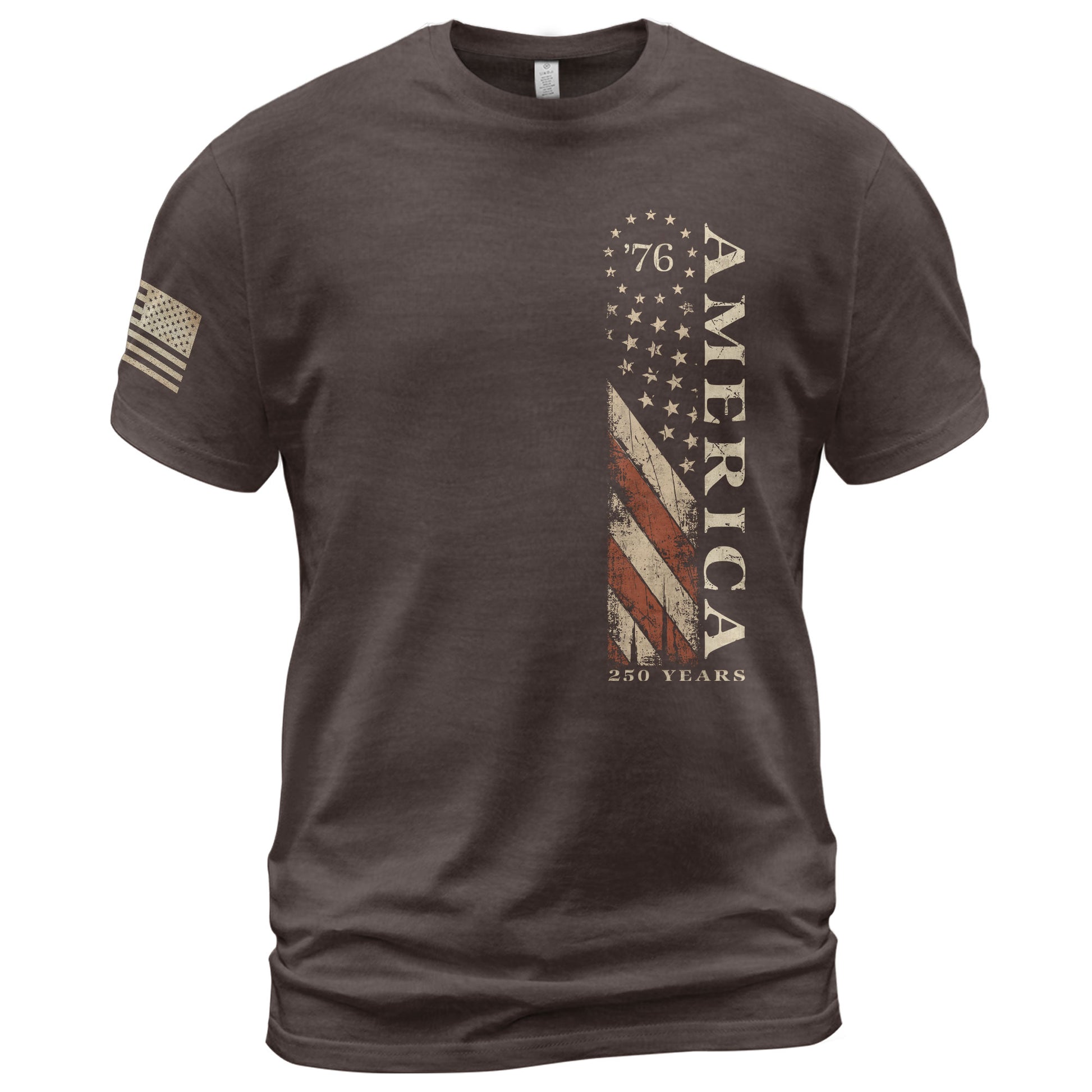 Vertical Flag America 76 T-Shirt Patriotic Vintage Style Graphic Tee Casual Shirt - Rust Field Wear