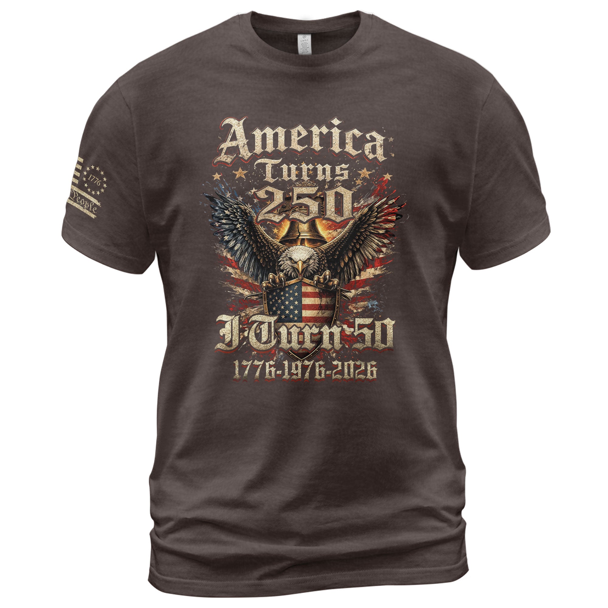 America Turns 250 I Turn 50 Shirt Vintage 1976 Birthday Eagle Patriotic T-Shirt Gift - Rust Field Wear