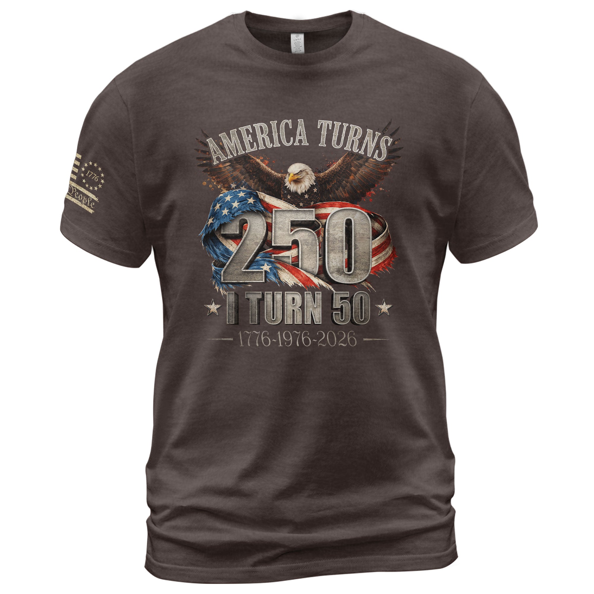 America Turns 250 I Turn 50 Shirt 1976 Vintage 50th Birthday Eagle Patriotic Tee Gift - Rust Field Wear