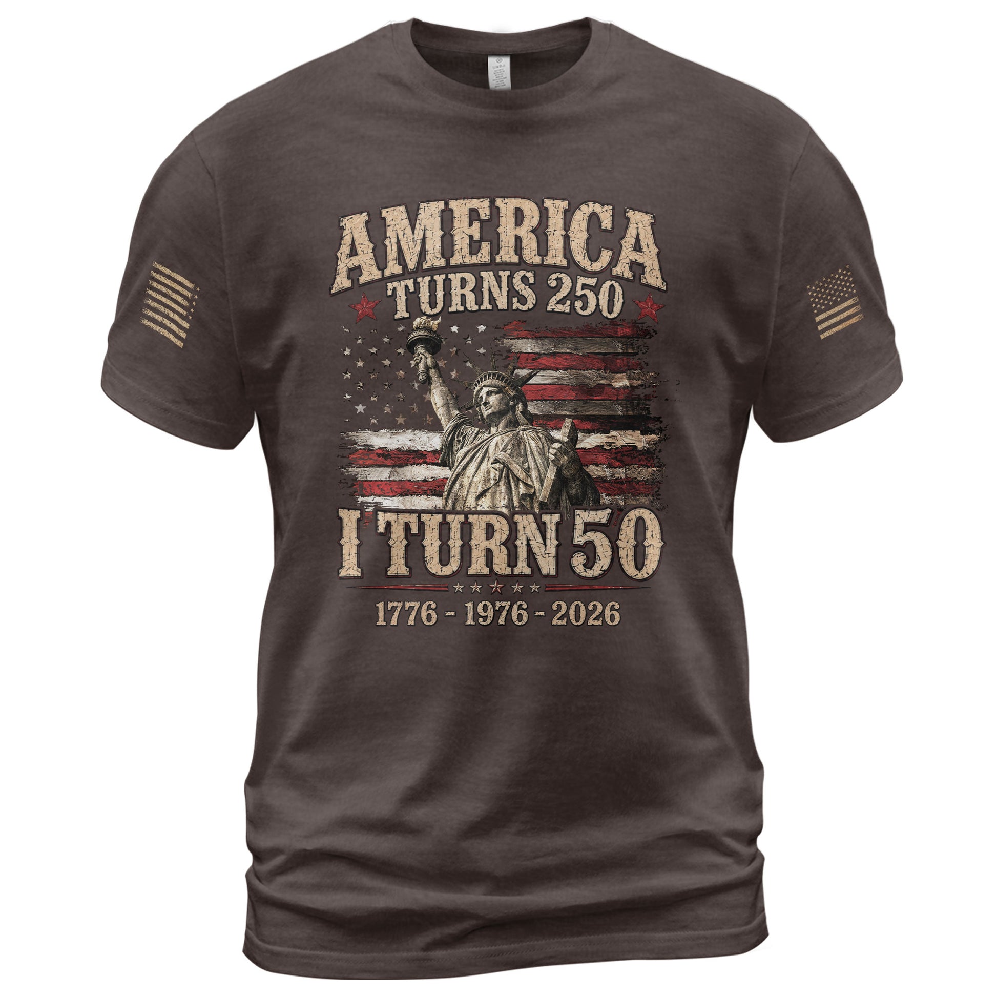 Vintage 50th Birthday Shirt Patriotic American Flag Graphic T-Shirt Gift 1976-2026 - Rust Field Wear