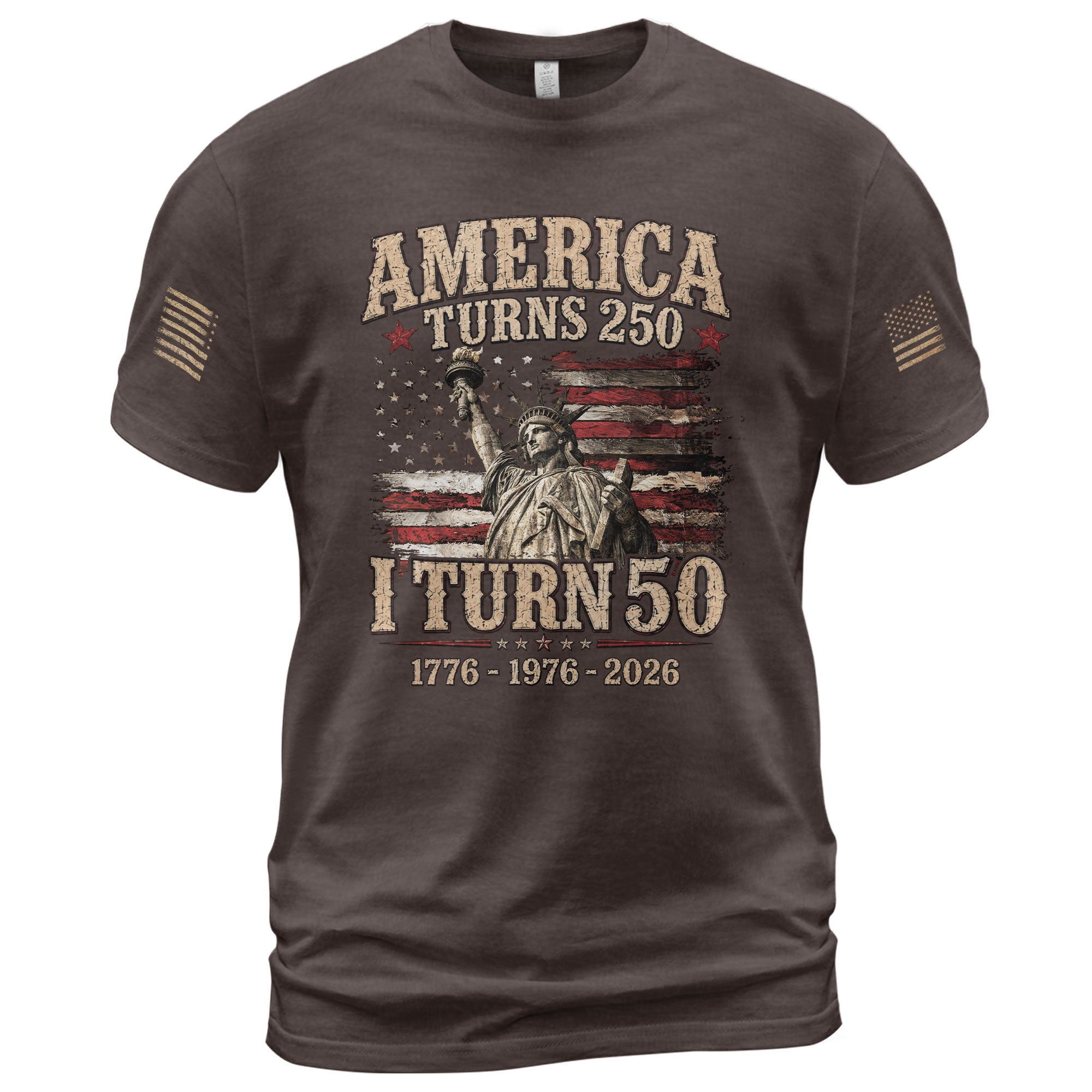Vintage 50th Birthday Shirt Patriotic American Flag Graphic T-Shirt Gift 1976-2026 - Rust Field Wear