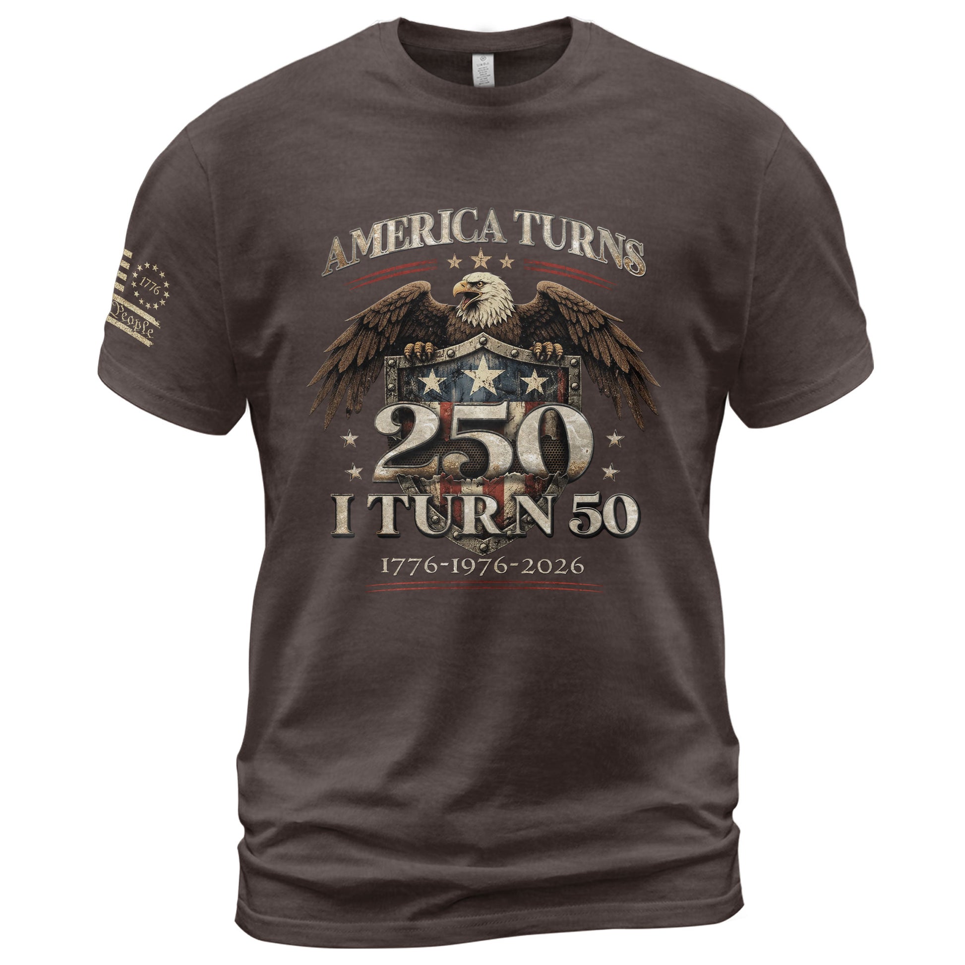 50th Birthday T-Shirt 1976 Vintage Eagle Graphic Tee Patriotic Gift for Men Women 2026 - Rust Field Wear