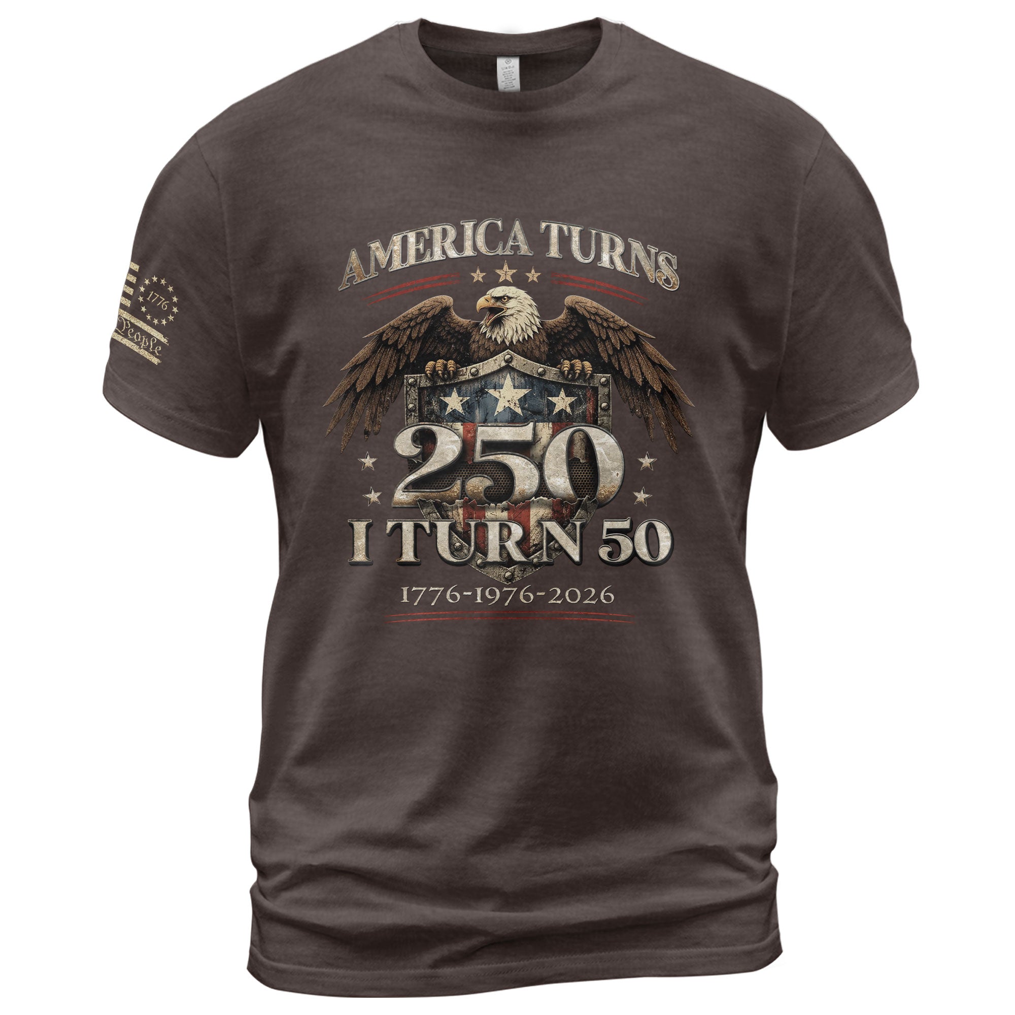 50th Birthday T-Shirt 1976 Vintage Eagle Graphic Tee Patriotic Gift for Men Women 2026 - Rust Field Wear