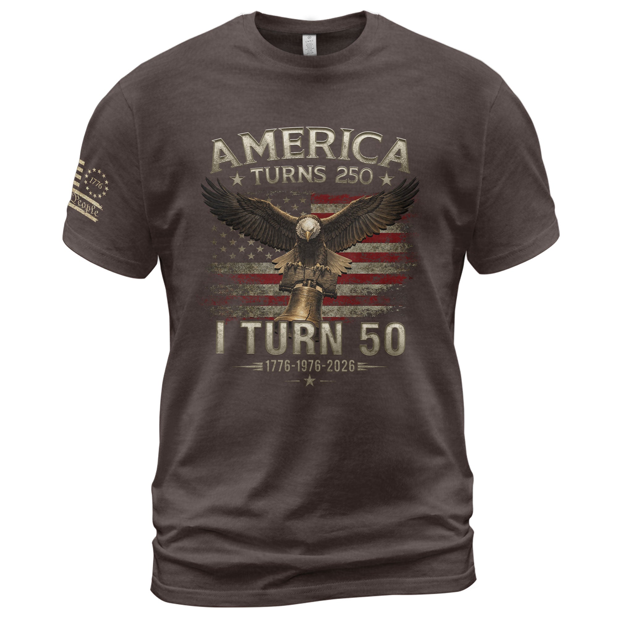 Vintage 1976 Birthday T-Shirt Patriotic Eagle Bell Graphic 50th Gift Item For 2026 - Rust Field Wear