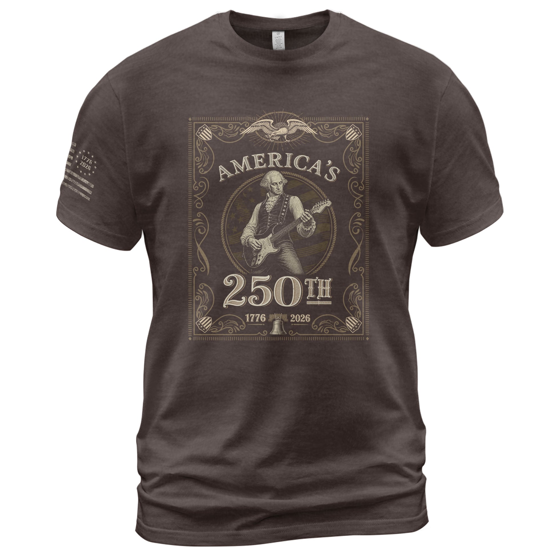 George Washington Playing Guitar 250 Years Patriotic Independence Day 2D Shirt - Rust Field Wear