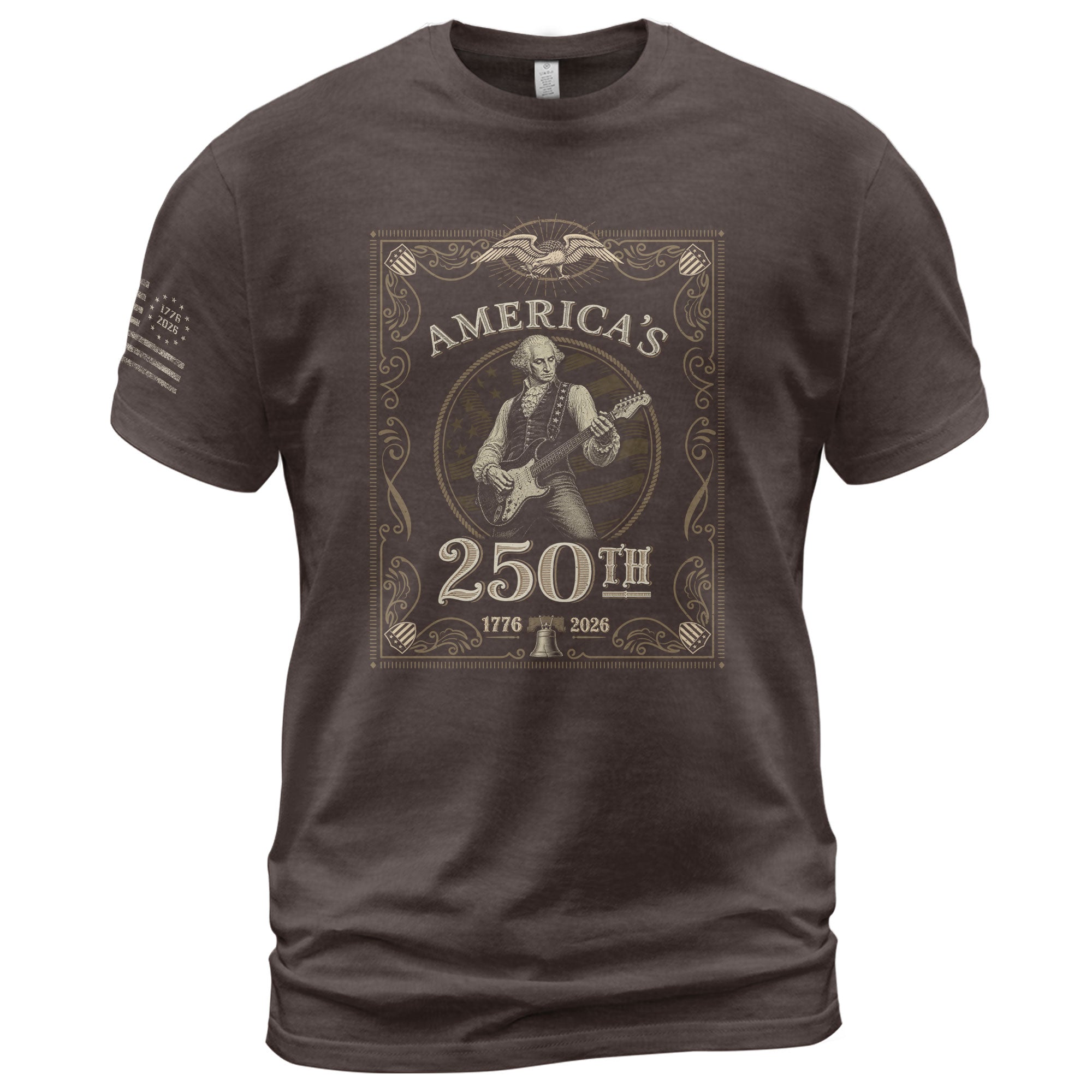 George Washington Playing Guitar 250 Years Patriotic Independence Day 2D Shirt - Rust Field Wear