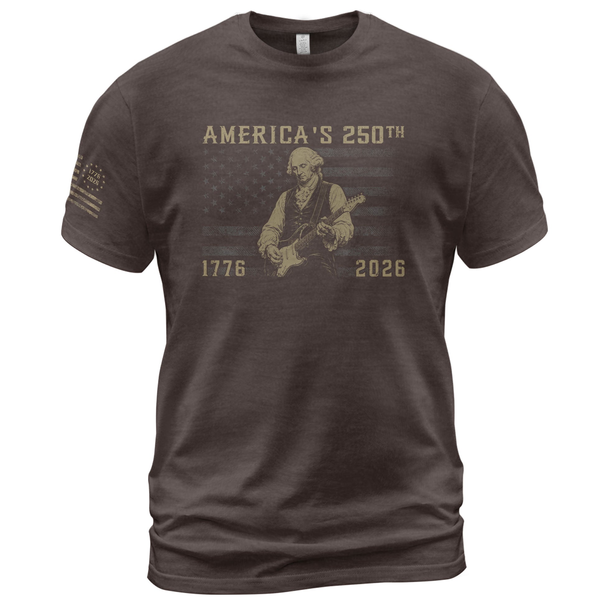America's 250th George Washington Playing Guitar Patriotic Flag 1776-2026 Shirt - Rust Field Wear