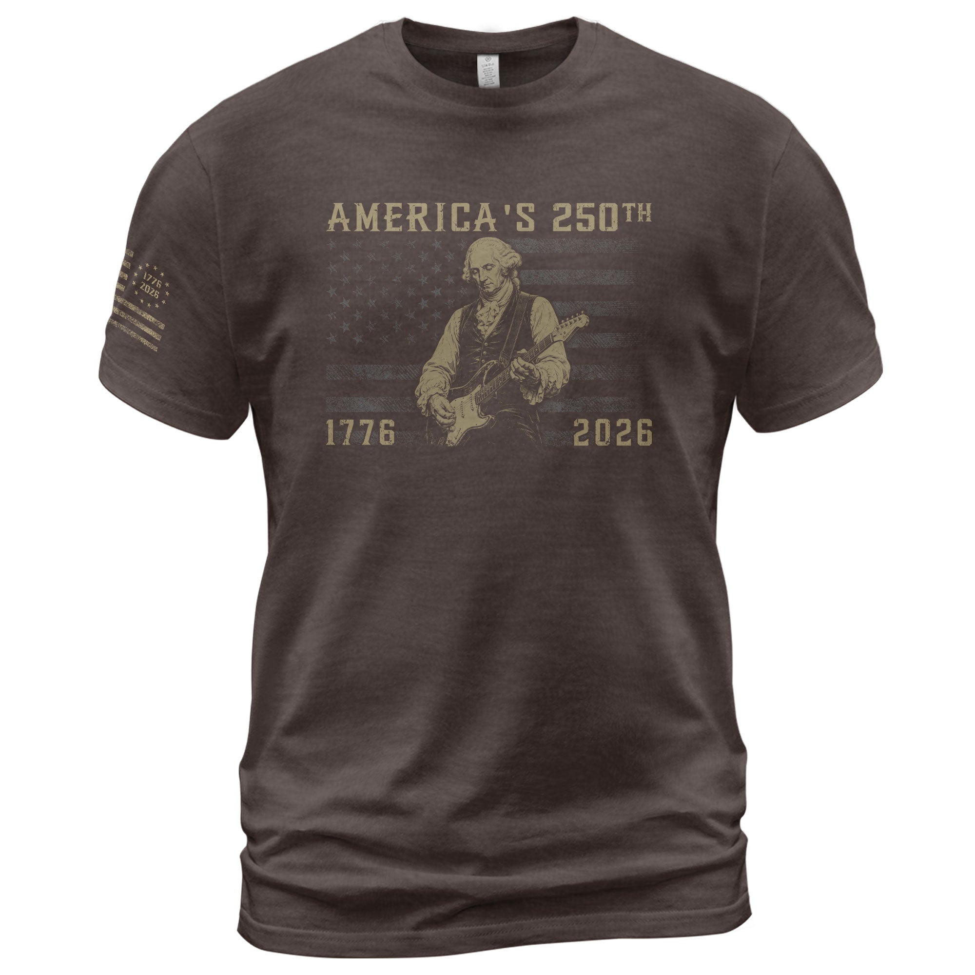 America's 250th George Washington Playing Guitar Patriotic Flag 1776-2026 Shirt - Rust Field Wear