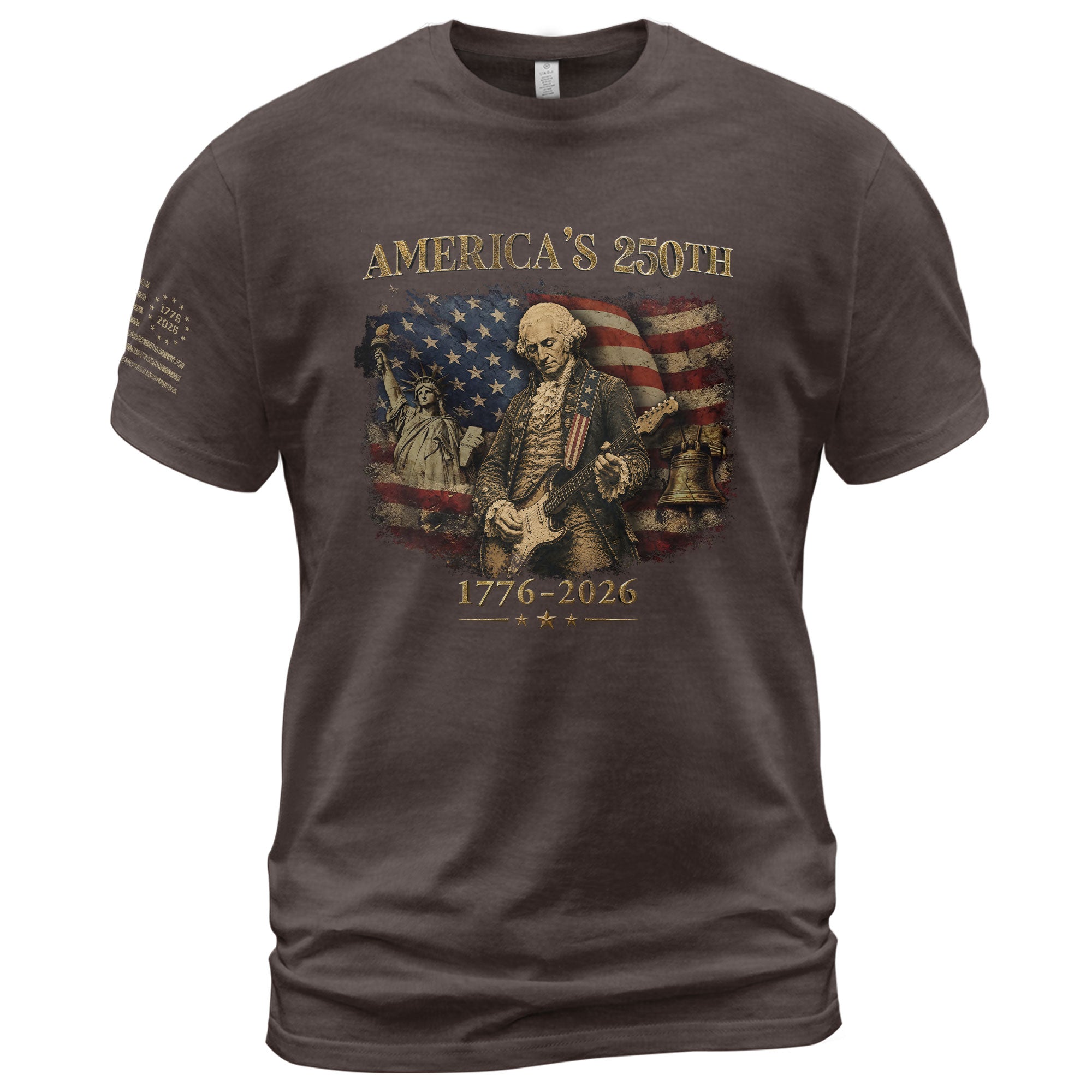 America's 250th George Washington Guitar Patriotic Flag 1776-2026 Independence Shirt - Rust Field Wear