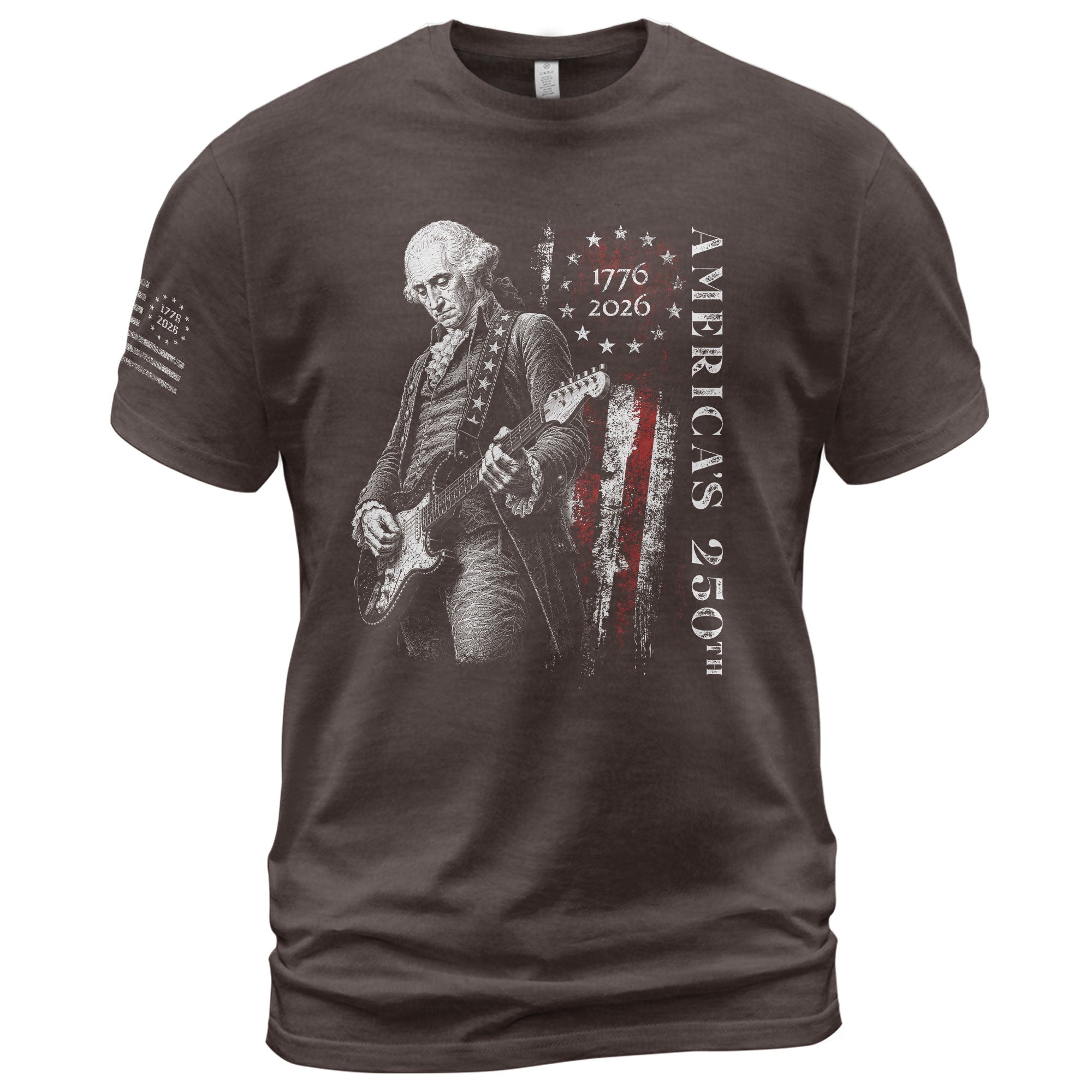 America's 250th George Washington Playing Guitar Patriotic Flag 1776-2026 T-Shirt - Rust Field Wear