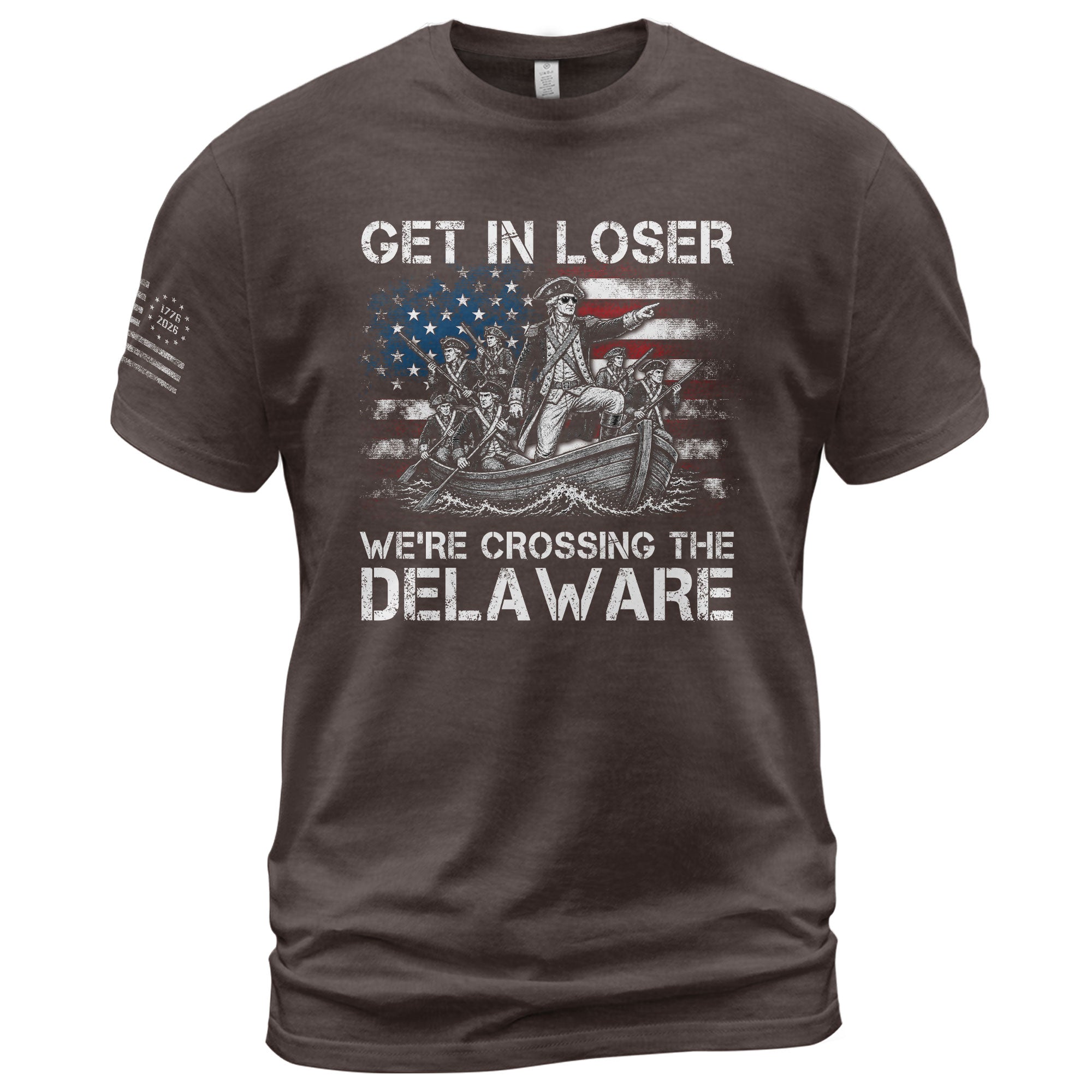 Washington Crossing The Delaware Graphic Tee - Get In Loser Patriotic History Shirt - Rust Field Wear