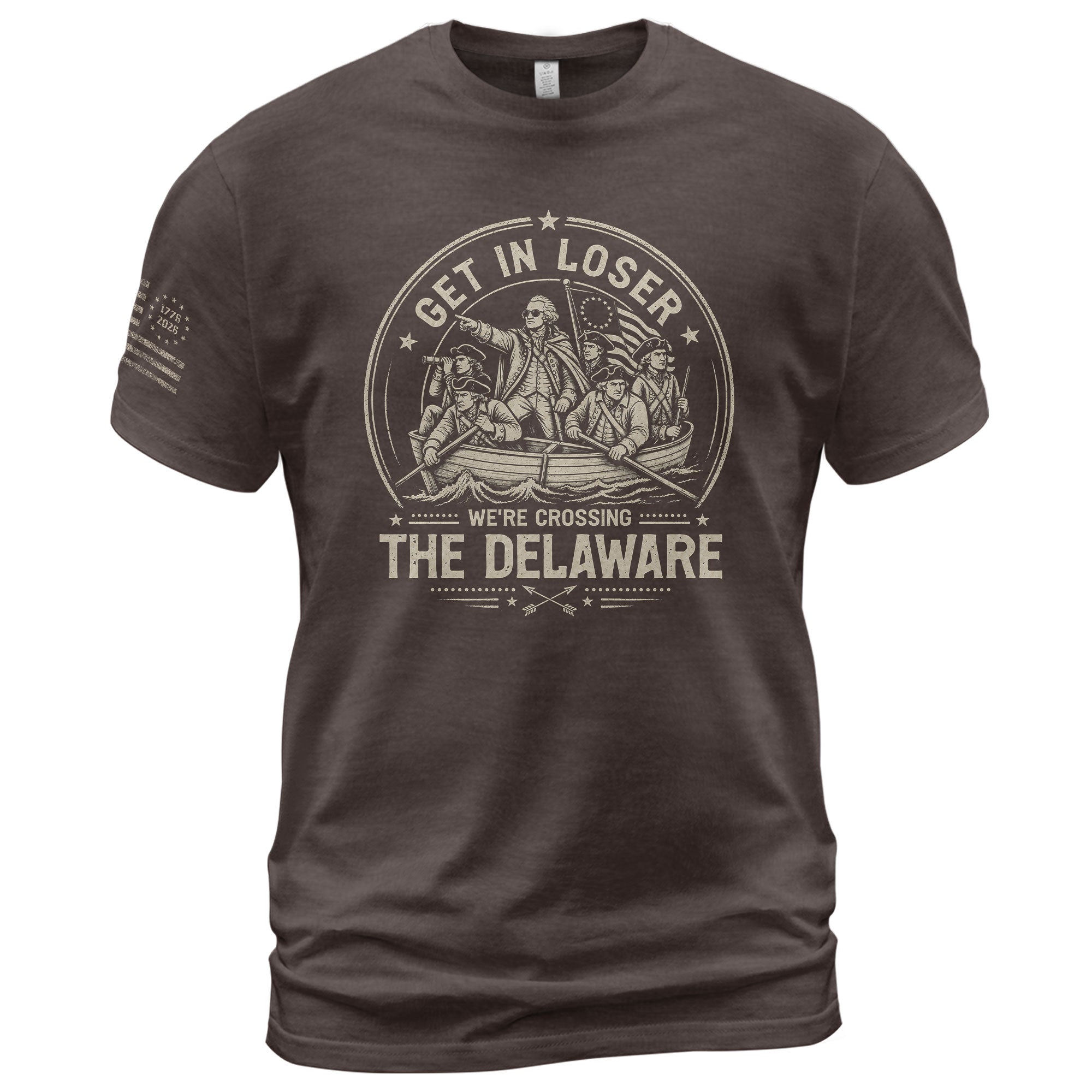 Historic River Crossing Tee - Get In Loser Washington Round Graphic Cotton Shirt - Rust Field Wear