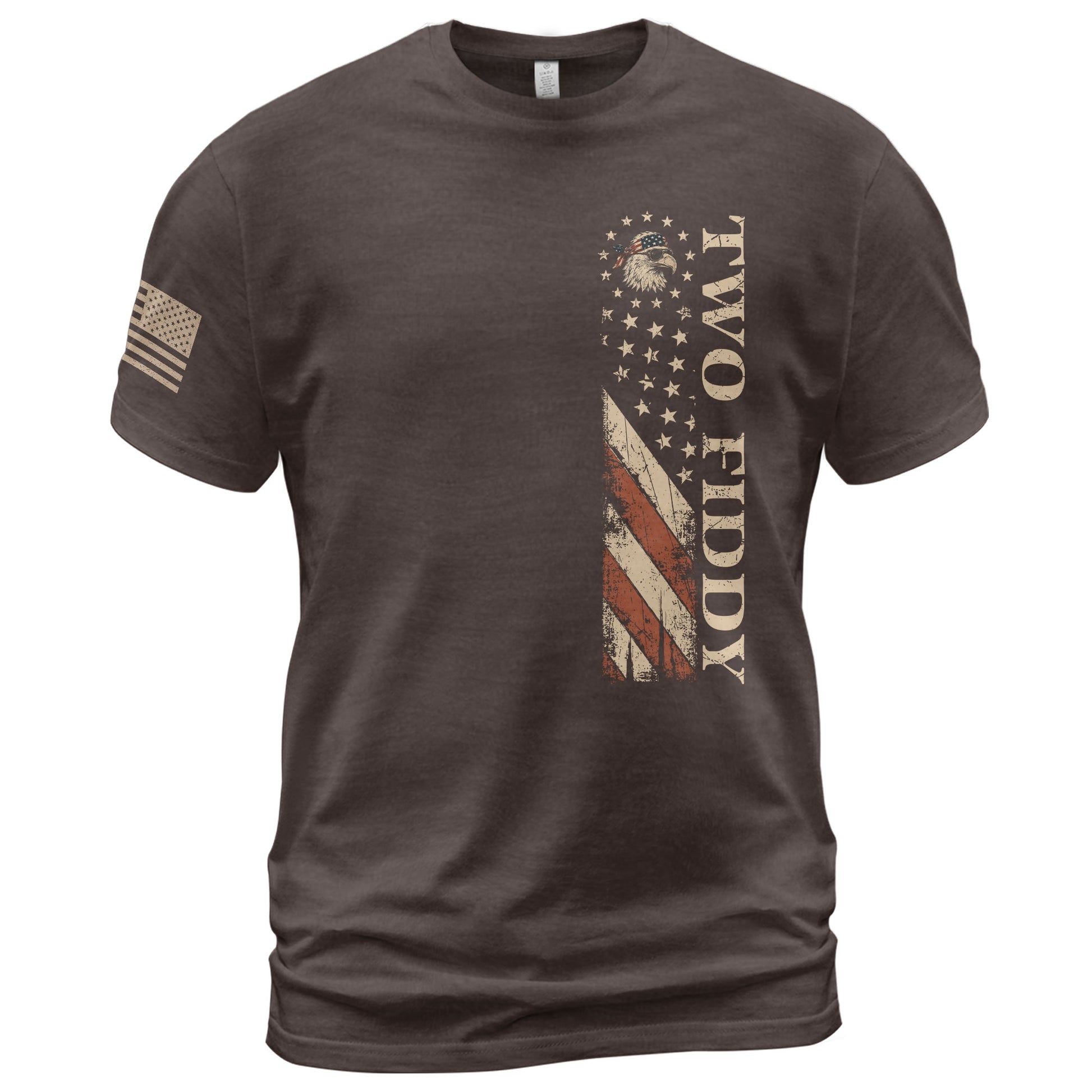 Two Fiddy Vertical Flag Graphic Tee - Minimalist Patriotic 250th Anniversary Cotton Shirt - Rust Field Wear