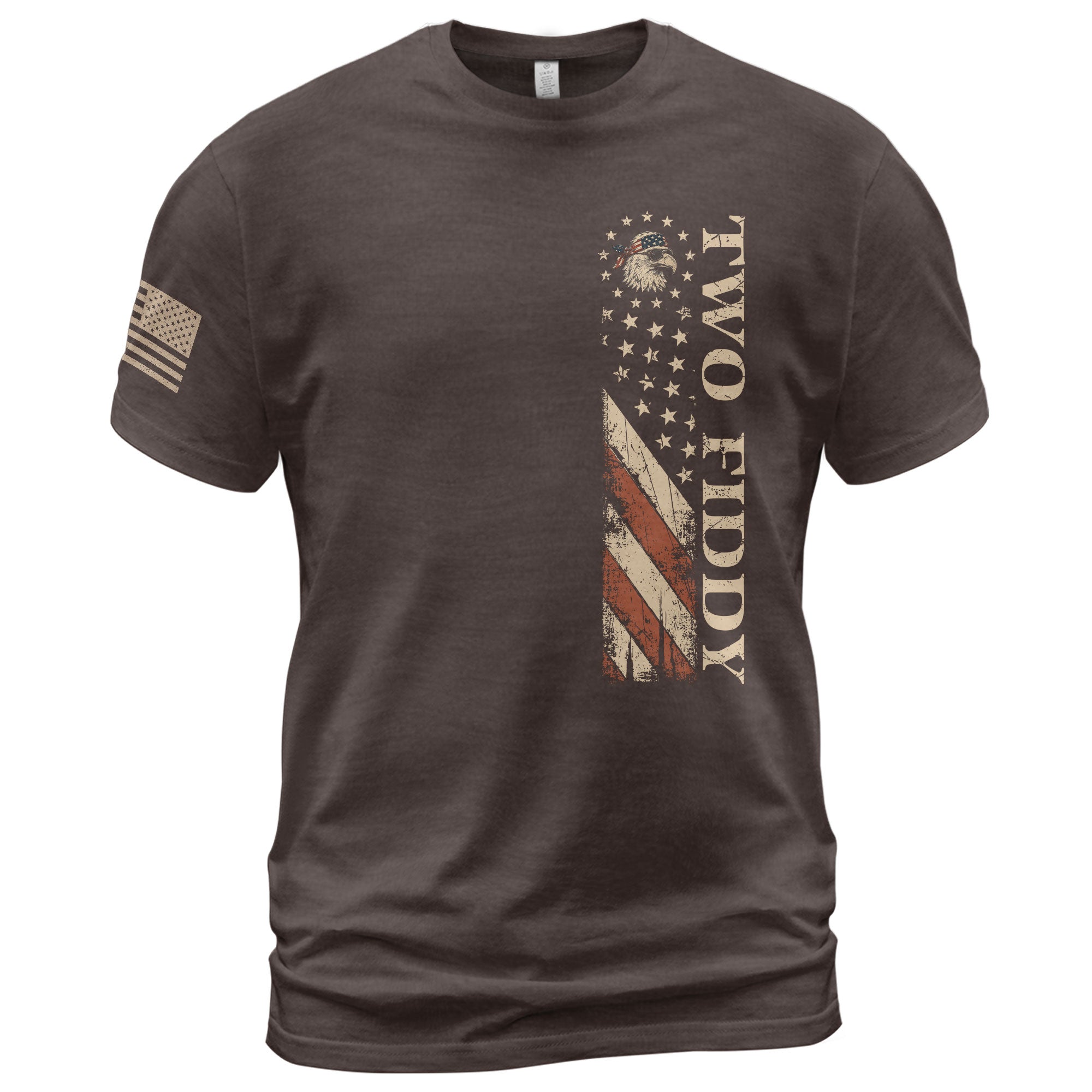 Two Fiddy Vertical Flag Graphic Tee - Minimalist Patriotic 250th Anniversary Cotton Shirt - Rust Field Wear