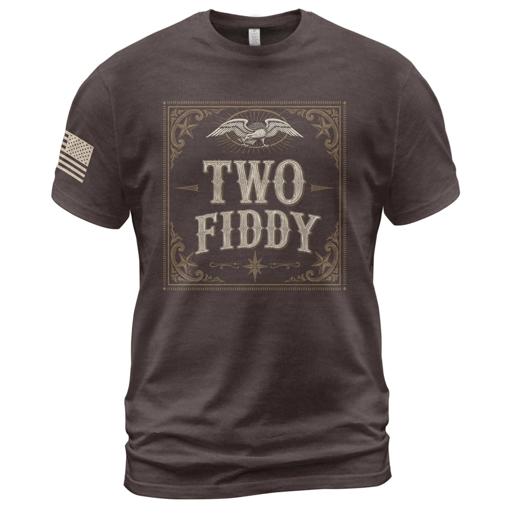 Two Fiddy Vintage Emblem Graphic Tee - Elegant 250th Anniversary Heritage Cotton Shirt - Rust Field Wear
