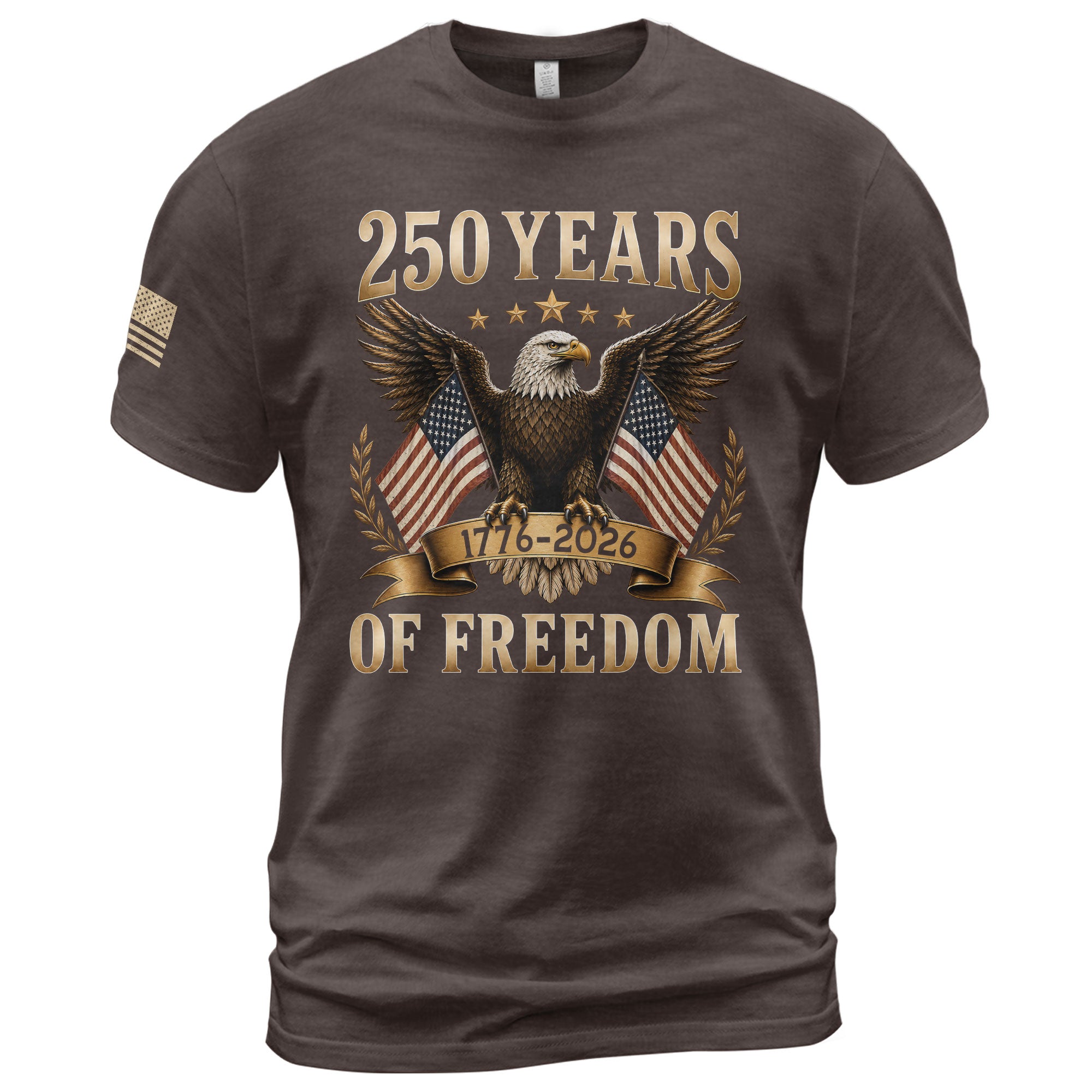 250 Years Of Freedom Graphic Tee - Classic Patriotic Eagle American Flag Cotton Shirt - Rust Field Wear