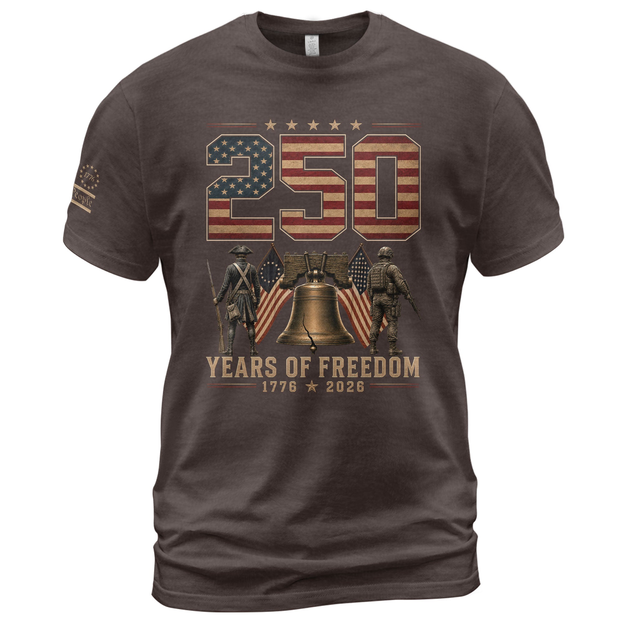 250 Years Of Freedom Tee - Historic Liberty Bell Patriotic Soldier Cotton Shirt - Rust Field Wear