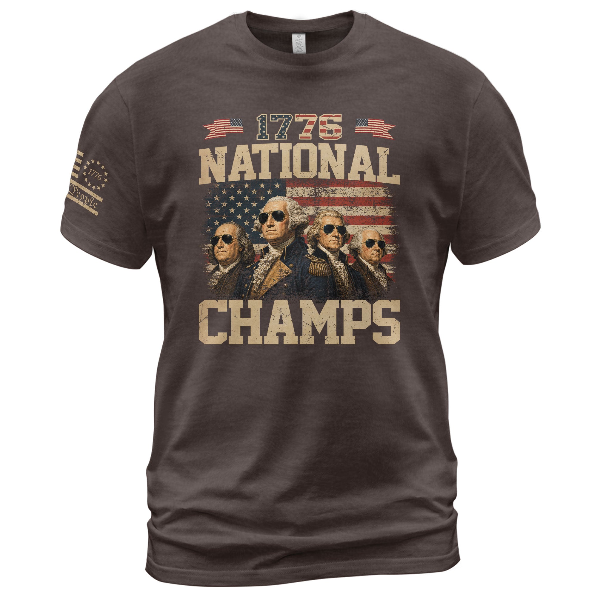 1776 National Champs Graphic T-Shirt Patriotic Founding Fathers Vintage Style Casual Tee - Rust Field Wear