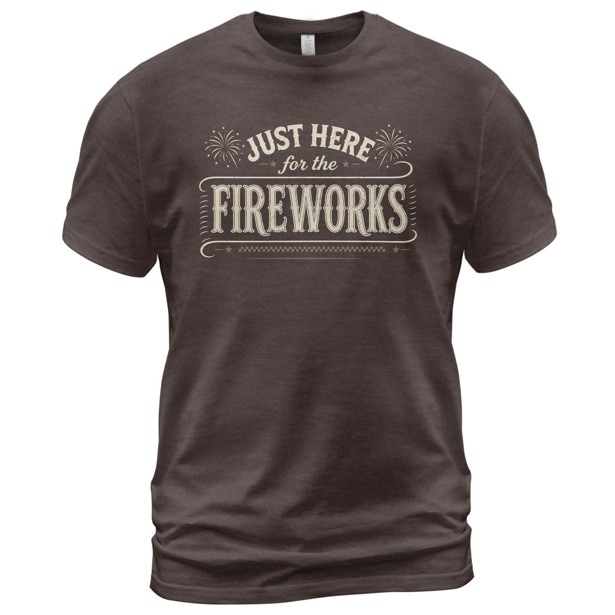 Just Here for The Fireworks Shirt Funny 4th of July Vintage Patriotic Typography Tee - Rust Field Wear