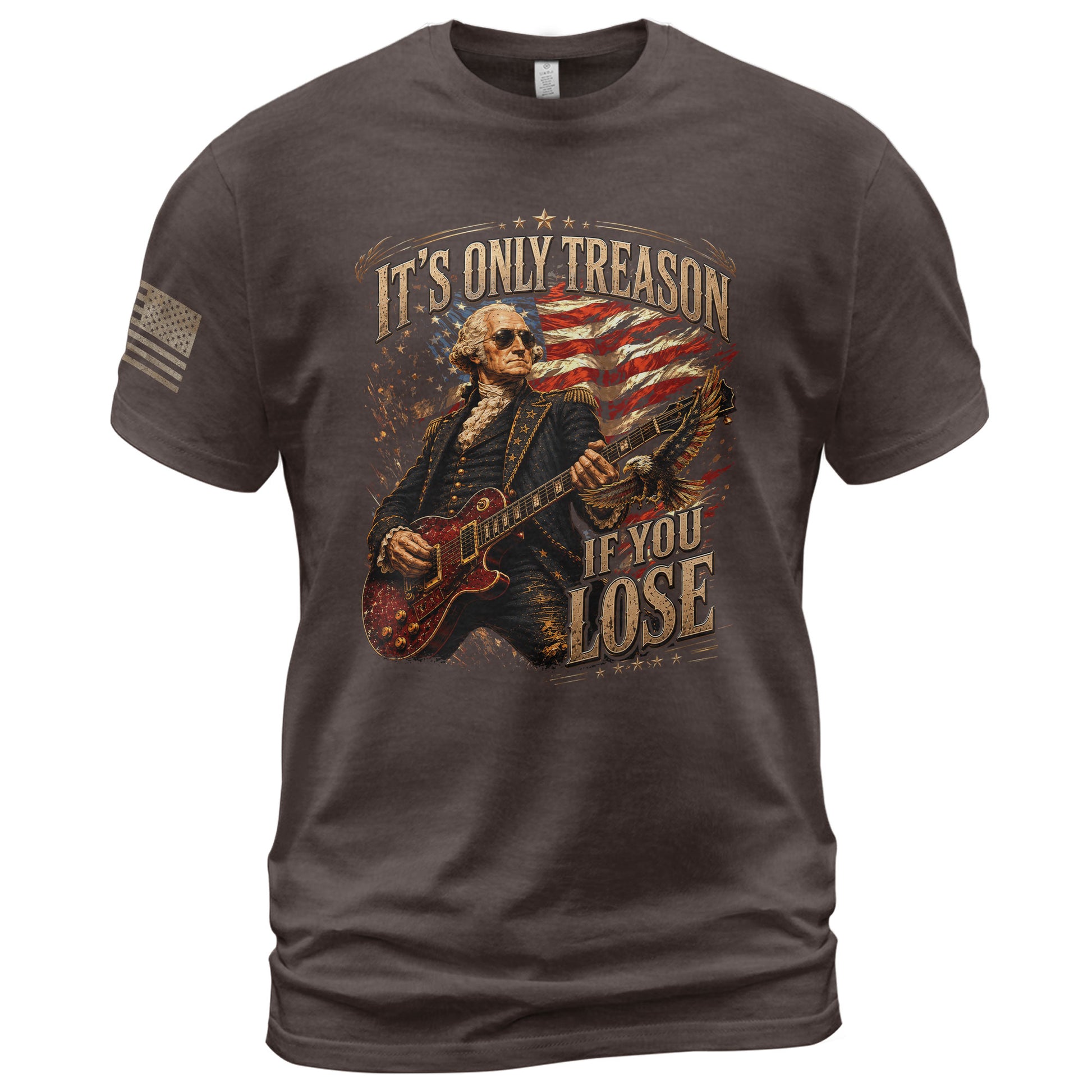 It’s Only Treason If You Lose T-Shirt - Patriotic George Washington Guitar Graphic Tee - Rust Field Wear