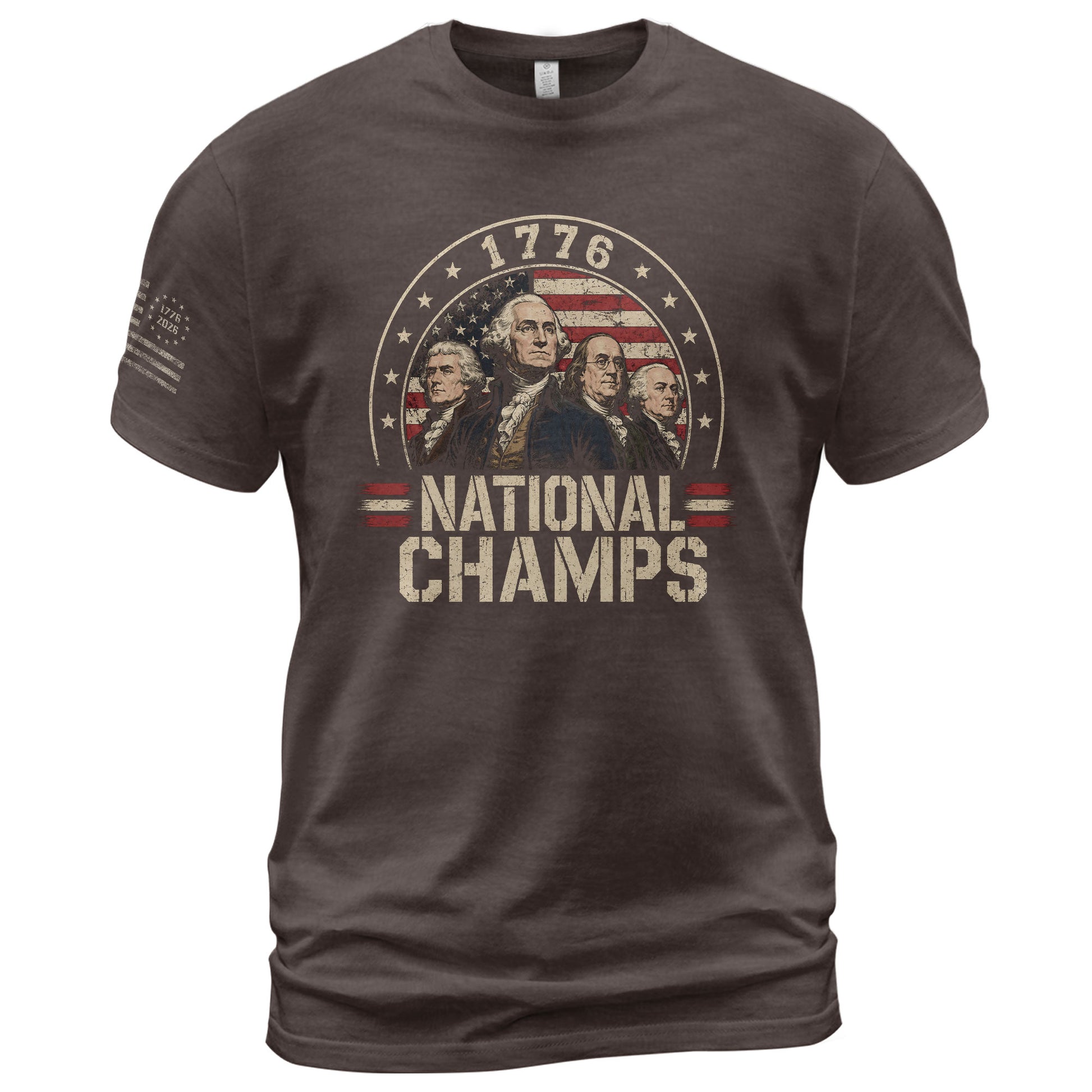 1776 National Champs Graphic Tee - Patriotic Founding Fathers American Flag Shirt - Rust Field Wear