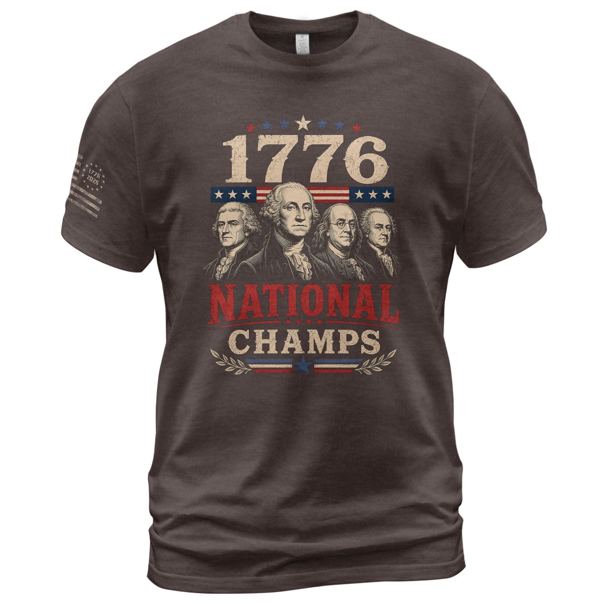 Founding Fathers Graphic Apparel - 1776 National Champs Patriotic Navy T-Shirt - Rust Field Wear