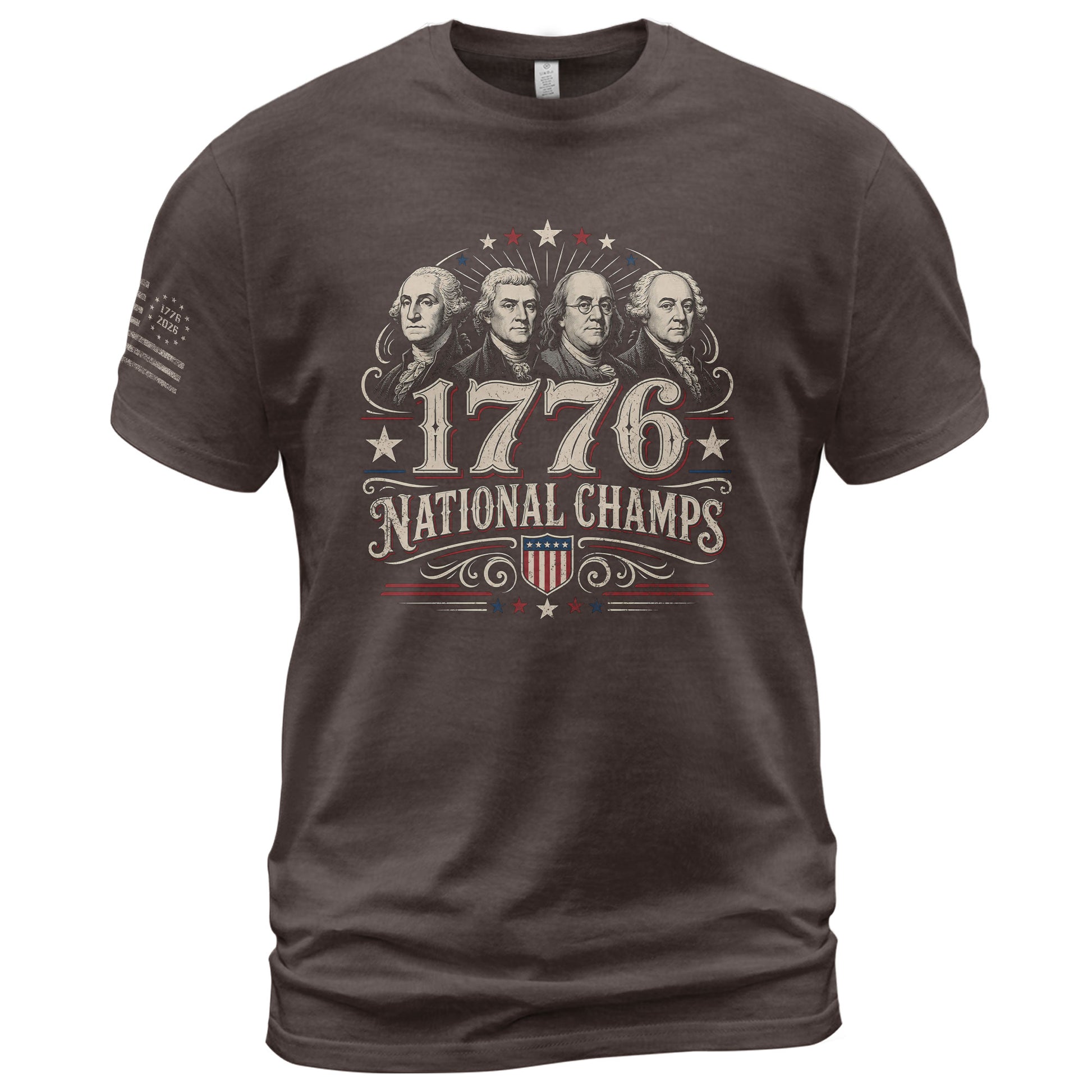 American History Graphic T-Shirt - 1776 National Champs Founding Fathers Design - Rust Field Wear