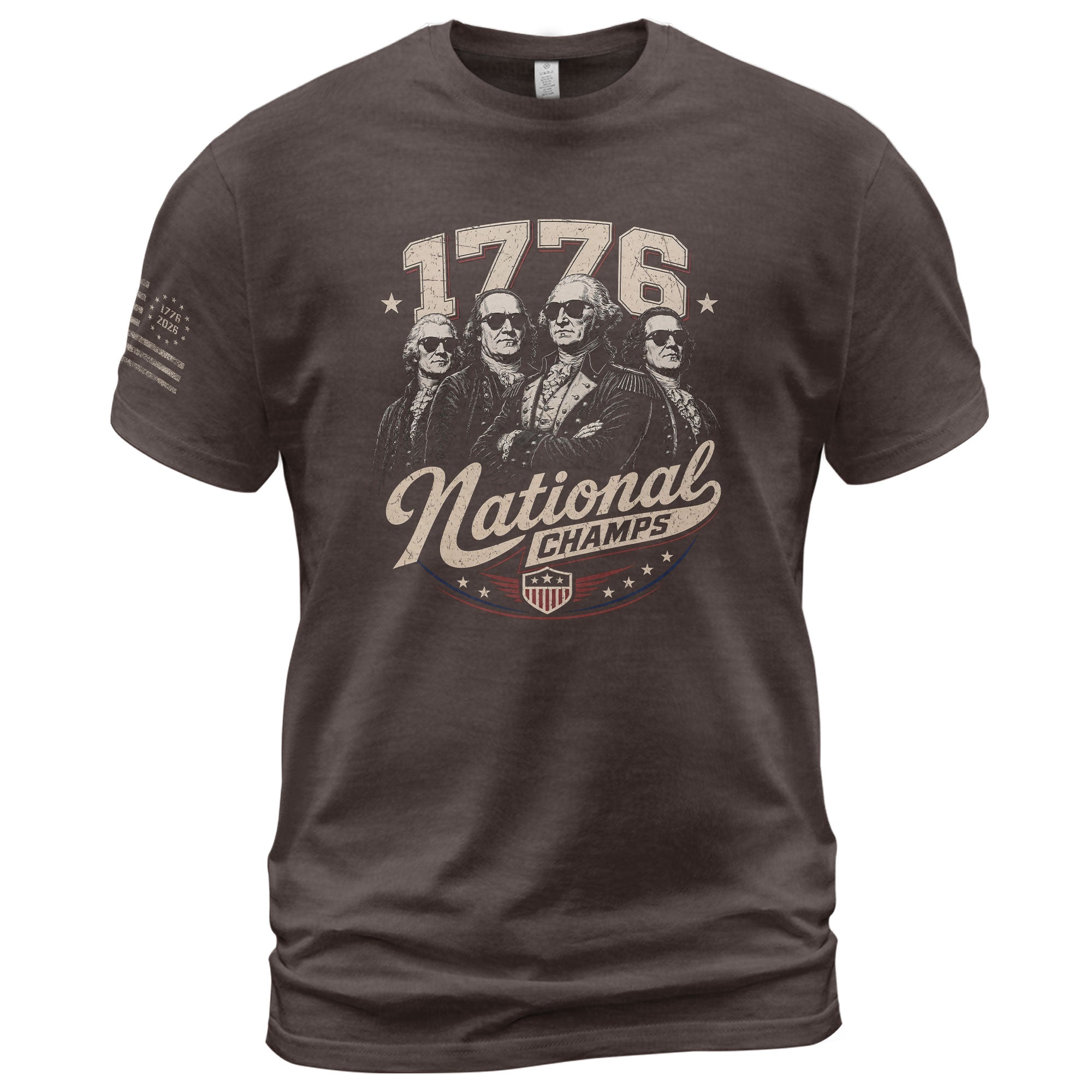 1776 National Champs Patriotic Top - Vintage Style Founding Fathers Graphic Shirt - Rust Field Wear