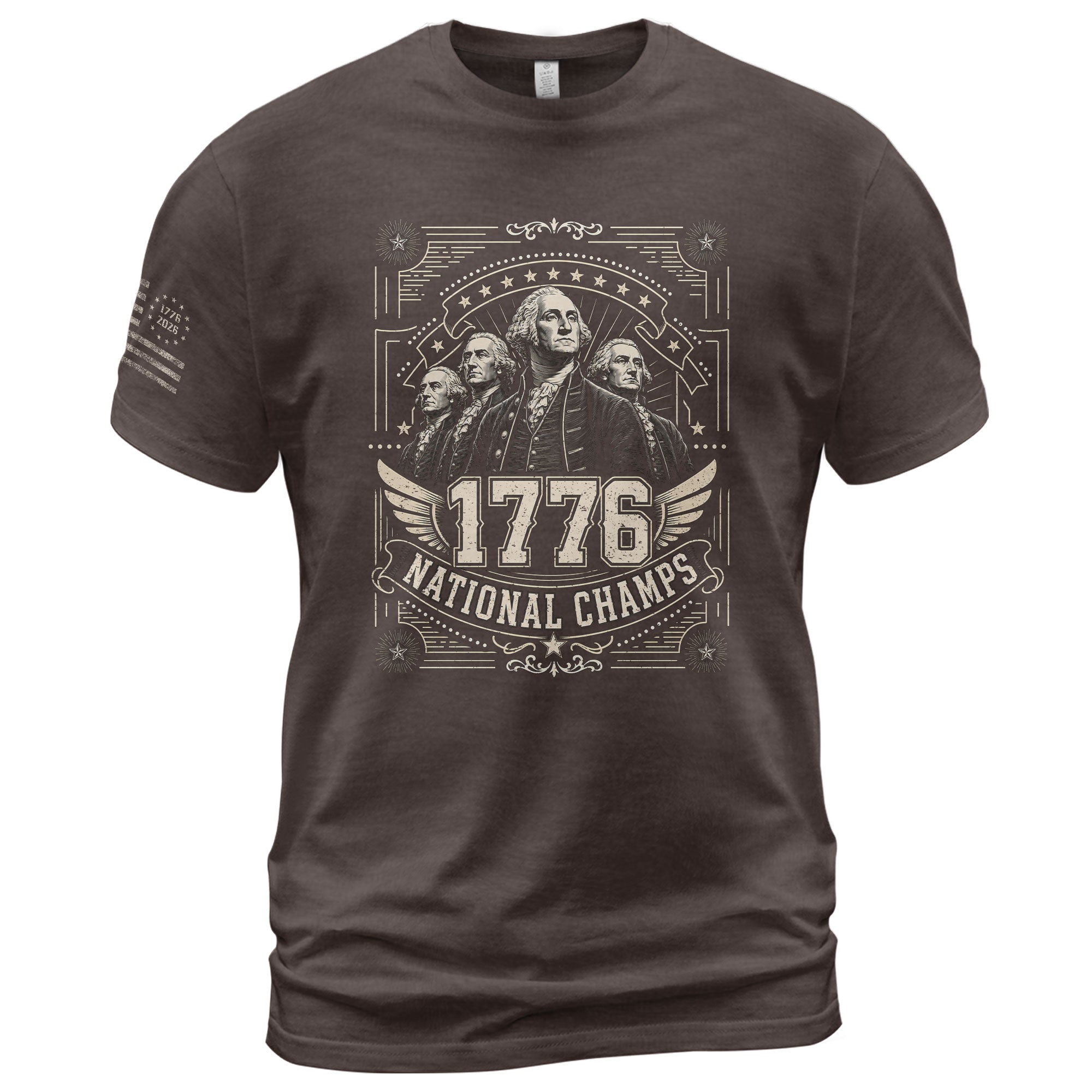Patriotic 1776 National Champs T-Shirt - Vintage Style Founding Fathers Apparel Design - Rust Field Wear