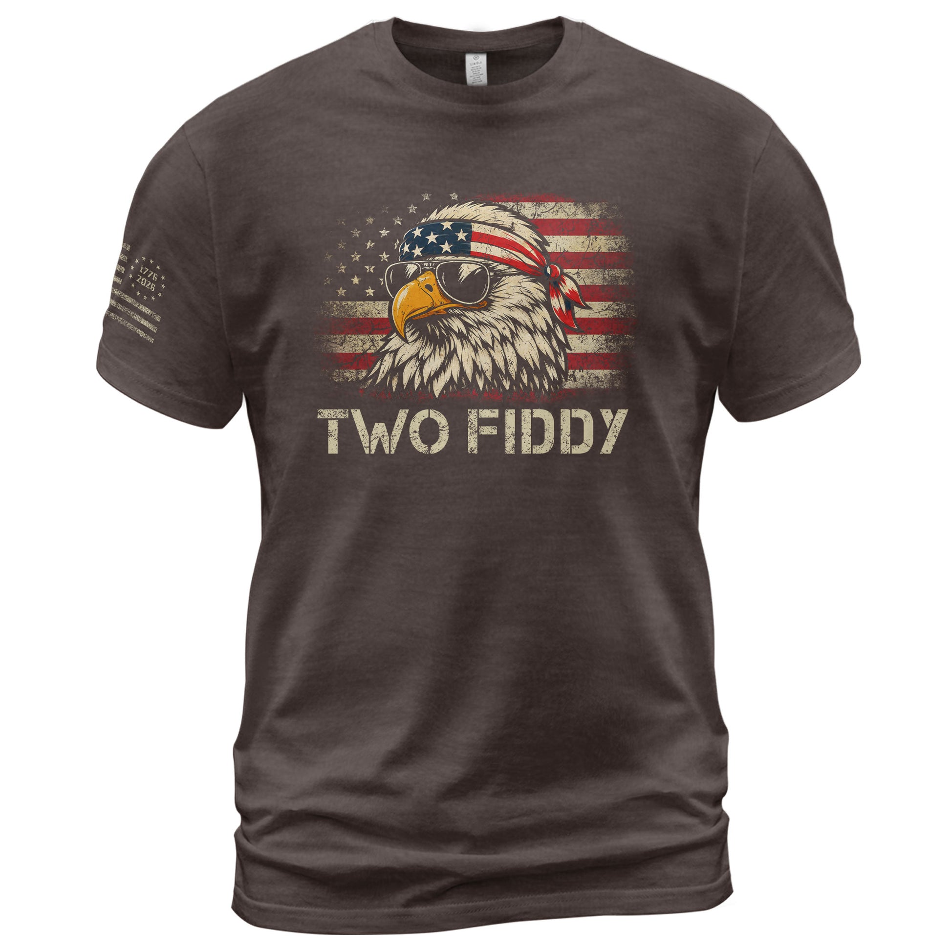 Two Fiddy Eagle Graphic T-Shirt - Vintage American Heritage Patriotic Celebration Tee - Rust Field Wear