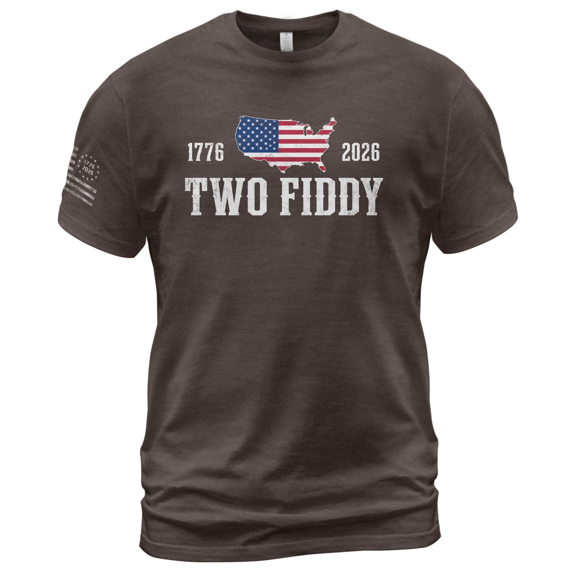 Patriotic Two Fiddy 1776-2026 Map Design - Classic American Anniversary Graphic Tee - Rust Field Wear