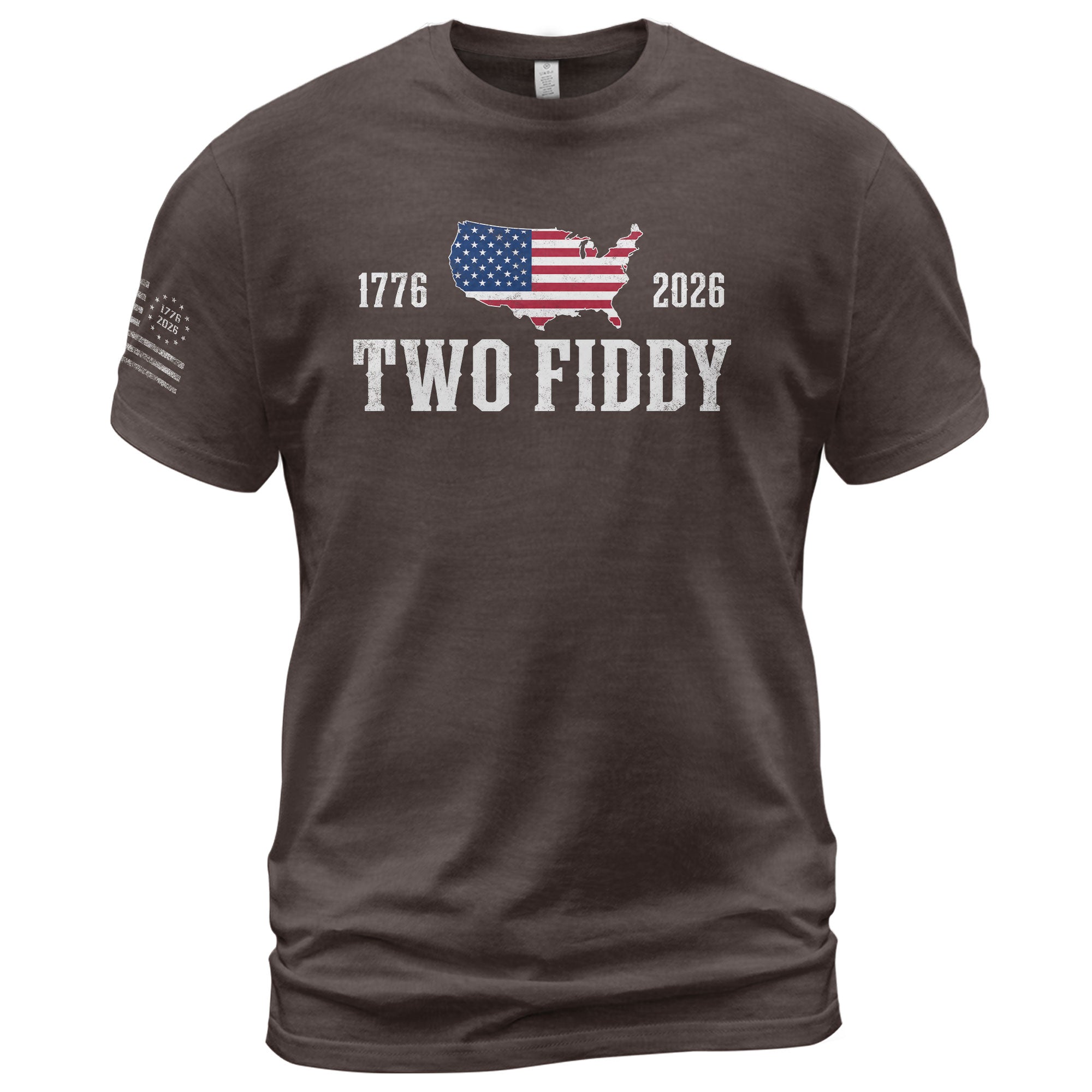 Patriotic Two Fiddy 1776-2026 Map Design - Classic American Anniversary Graphic Tee - Rust Field Wear