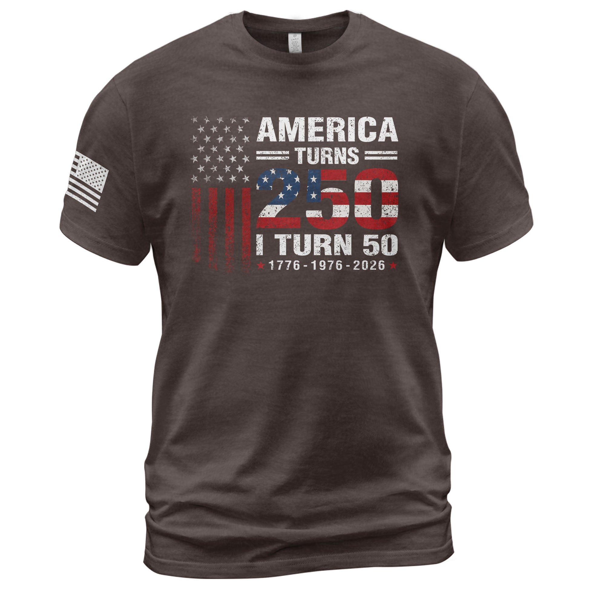 Vintage Style 250 & 50 Birthday Shirt: 1776-2026 Patriotic Anniversary Graphic Tee - Rust Field Wear