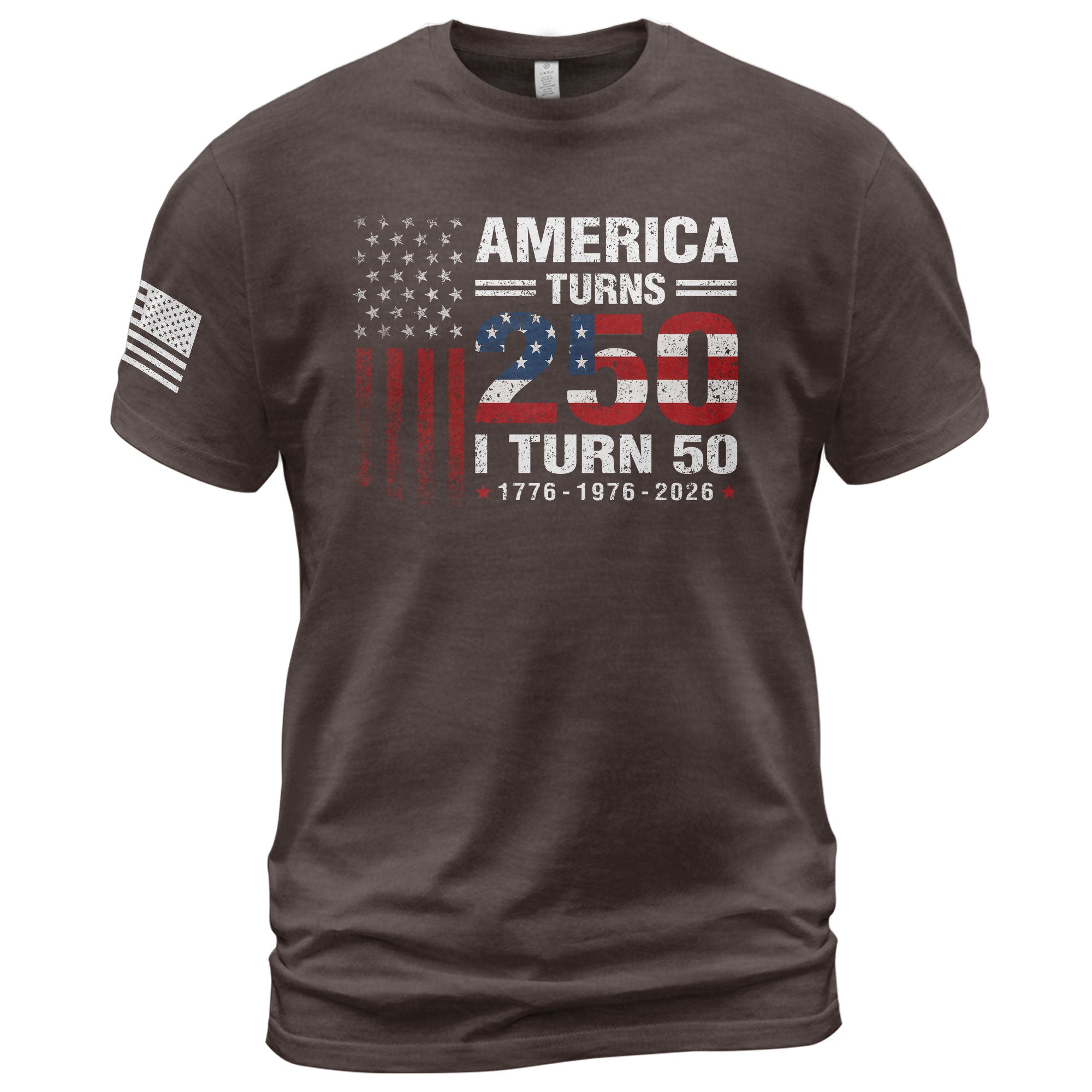 Vintage Style 250 & 50 Birthday Shirt: 1776-2026 Patriotic Anniversary Graphic Tee - Rust Field Wear