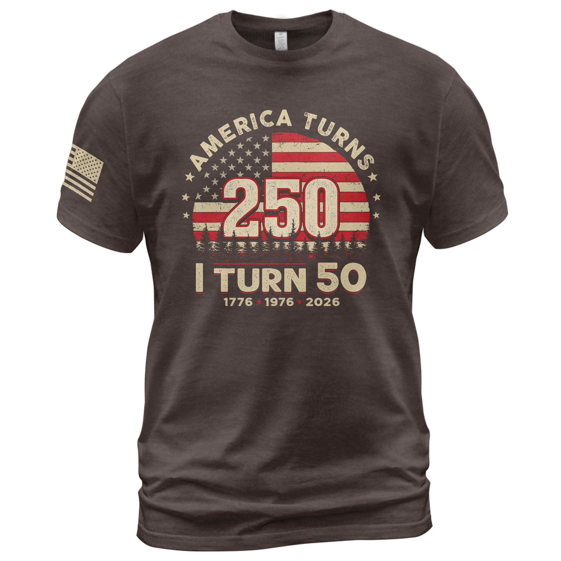 Awesome 1776 2026 Birthday Shirt America Turns 250 And I Turn 50 Patriotic Graphic Tee - Rust Field Wear