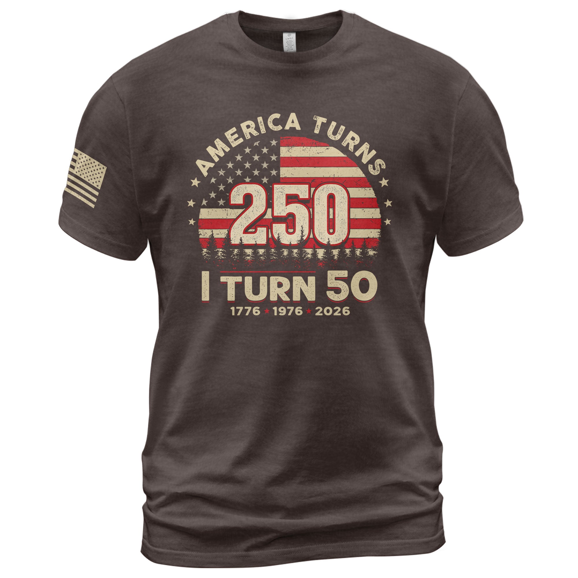 Awesome 1776 2026 Birthday Shirt America Turns 250 And I Turn 50 Patriotic Graphic Tee - Rust Field Wear
