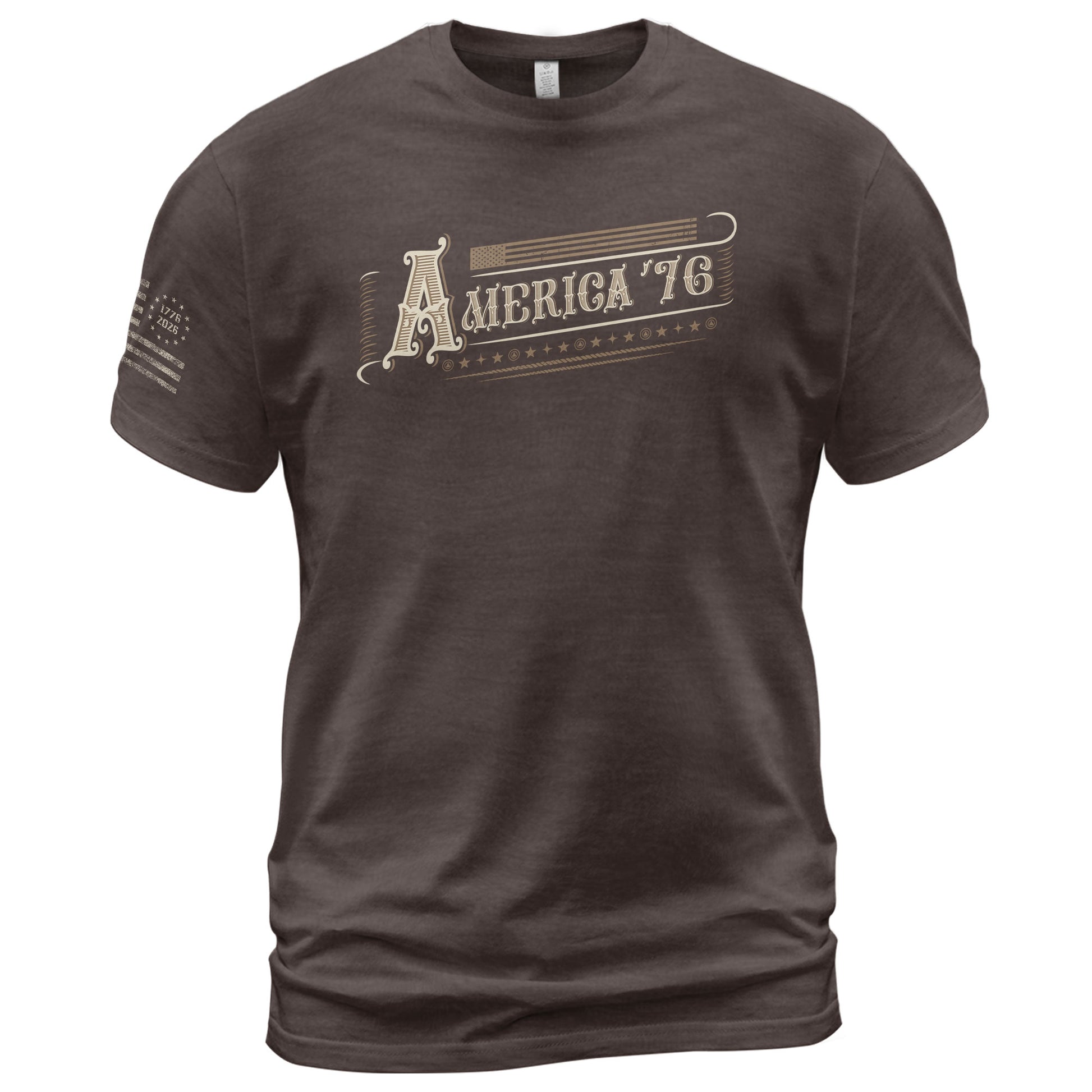 America '76 Graphic T Shirt Vintage Patriotic American Pride Style Casual Mens Top - Rust Field Wear