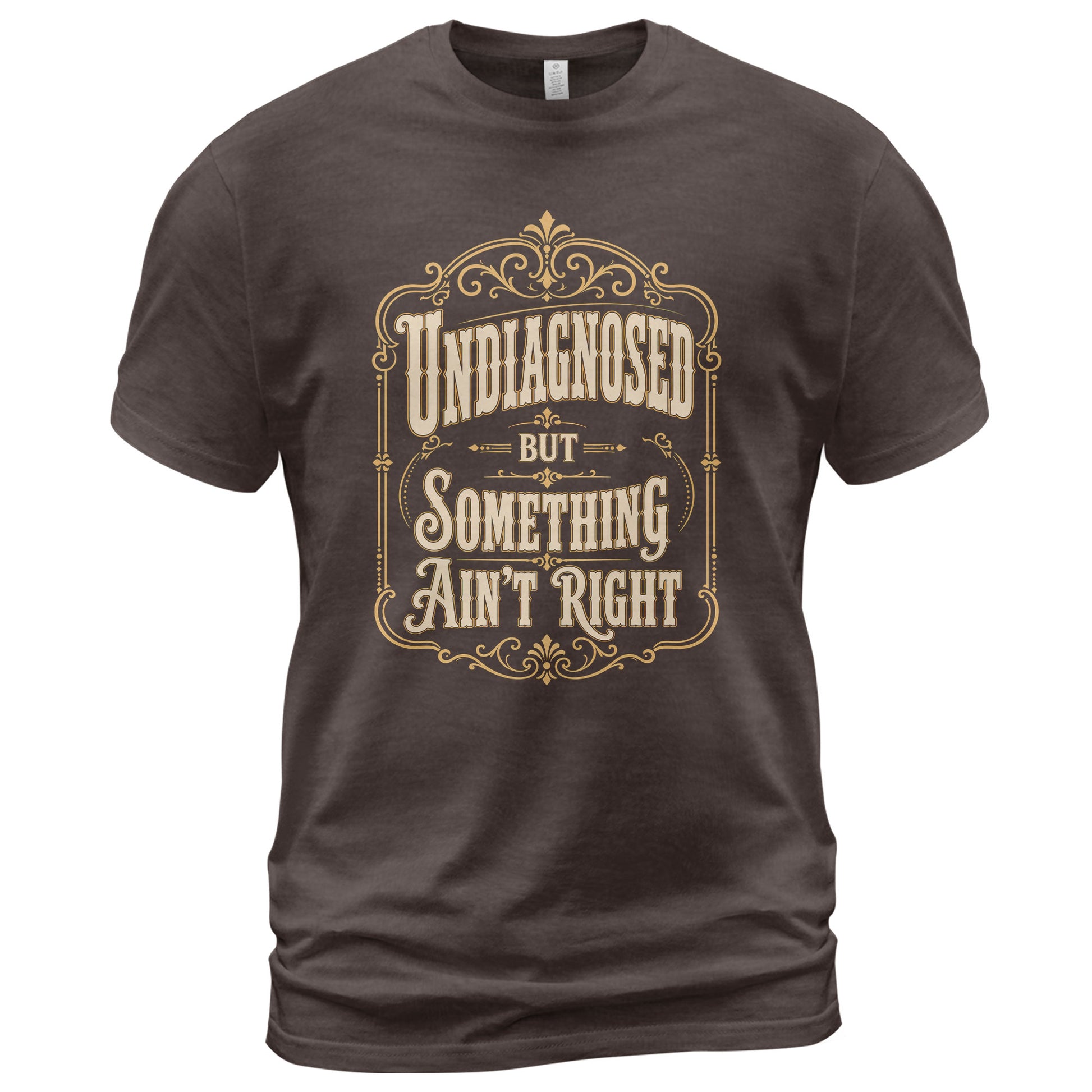 Vintage Ornate Frame Slogan Tee Undiagnosed But Something Ain't Right Casual Shirt - Rust Field Wear