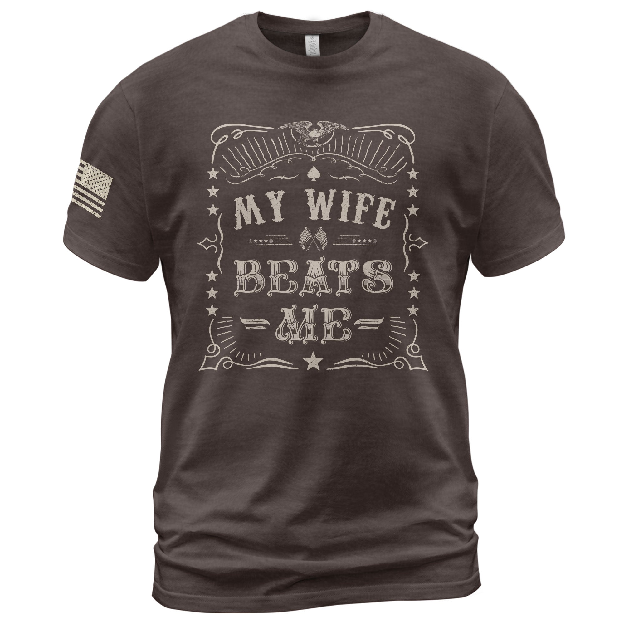 Funny Racing Flags Quote My Wife Beats Me Men Vintage Graphic Shirt Casual Novelty