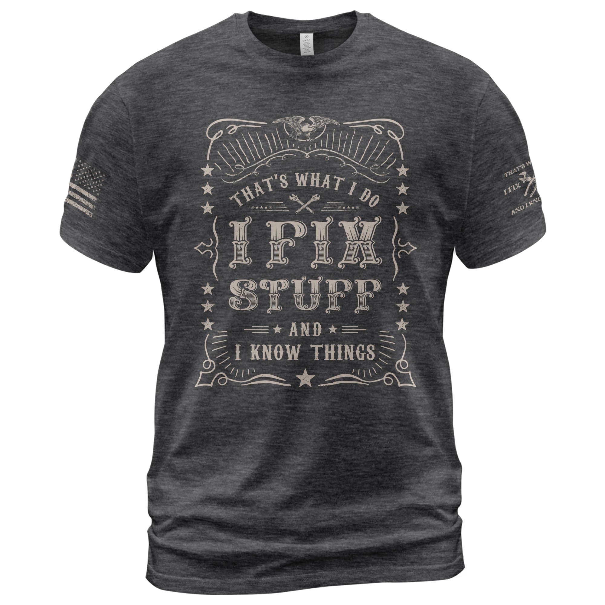 Graphic 2D Men T-Shirt I Fix Stuff And I Know Things Western Quote Eagle Print Tee