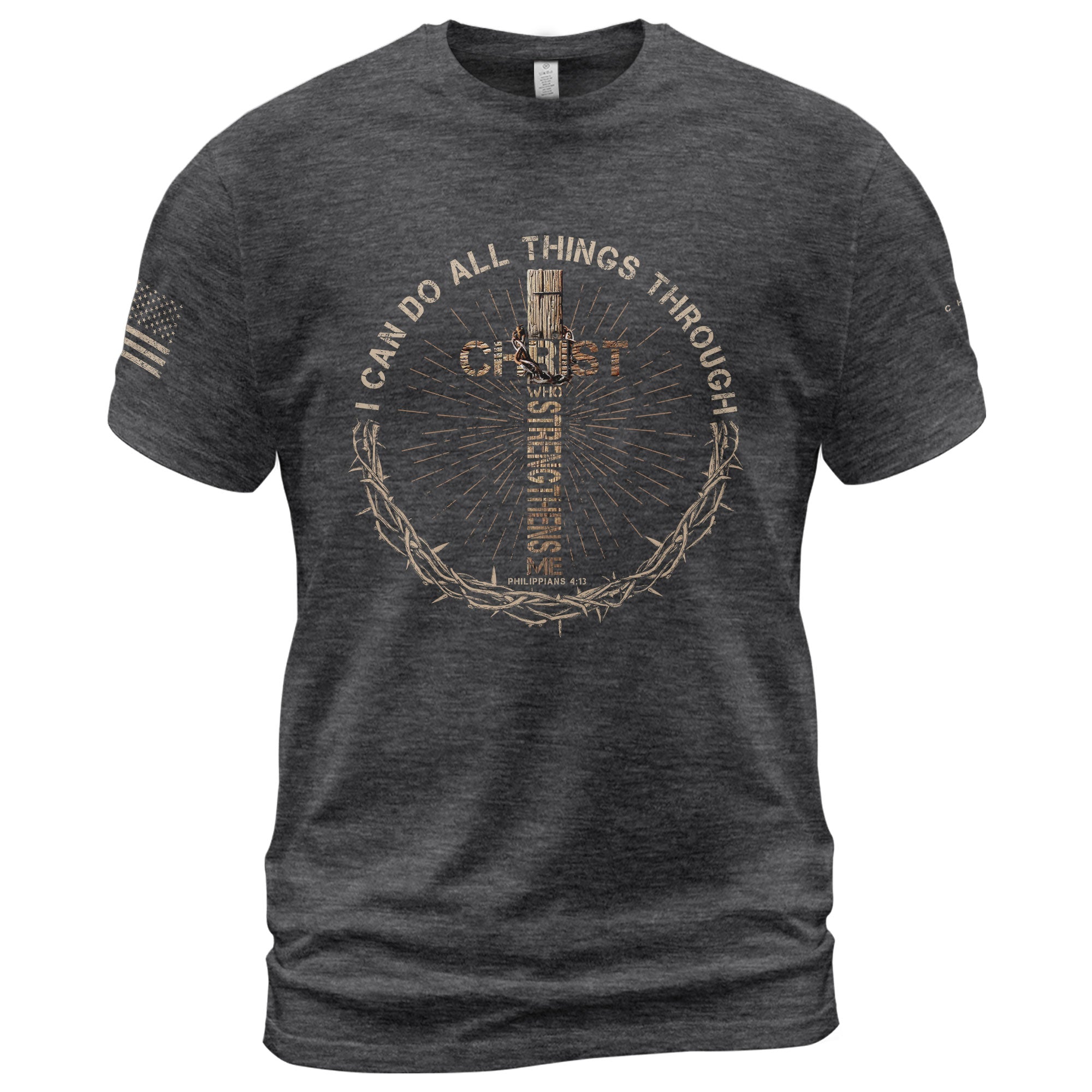 I Can Do All Things Through Christ, Christian Tee Shirts - Faith Shirts for Men - Rust Field Wear