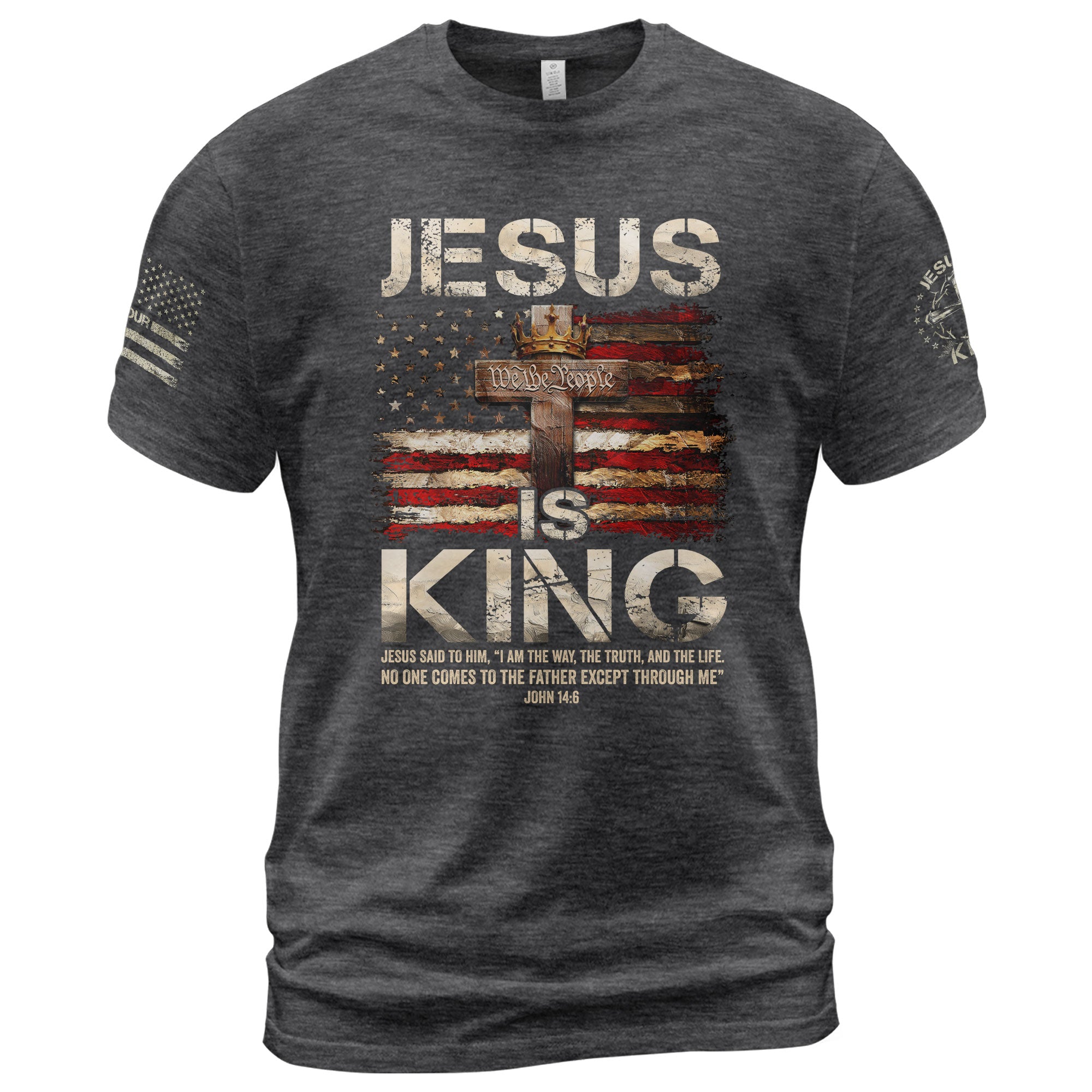 Christian Shirts for Men - Jesus Is King John 14:6, Christian Tee Shirts - Rust Field Wear