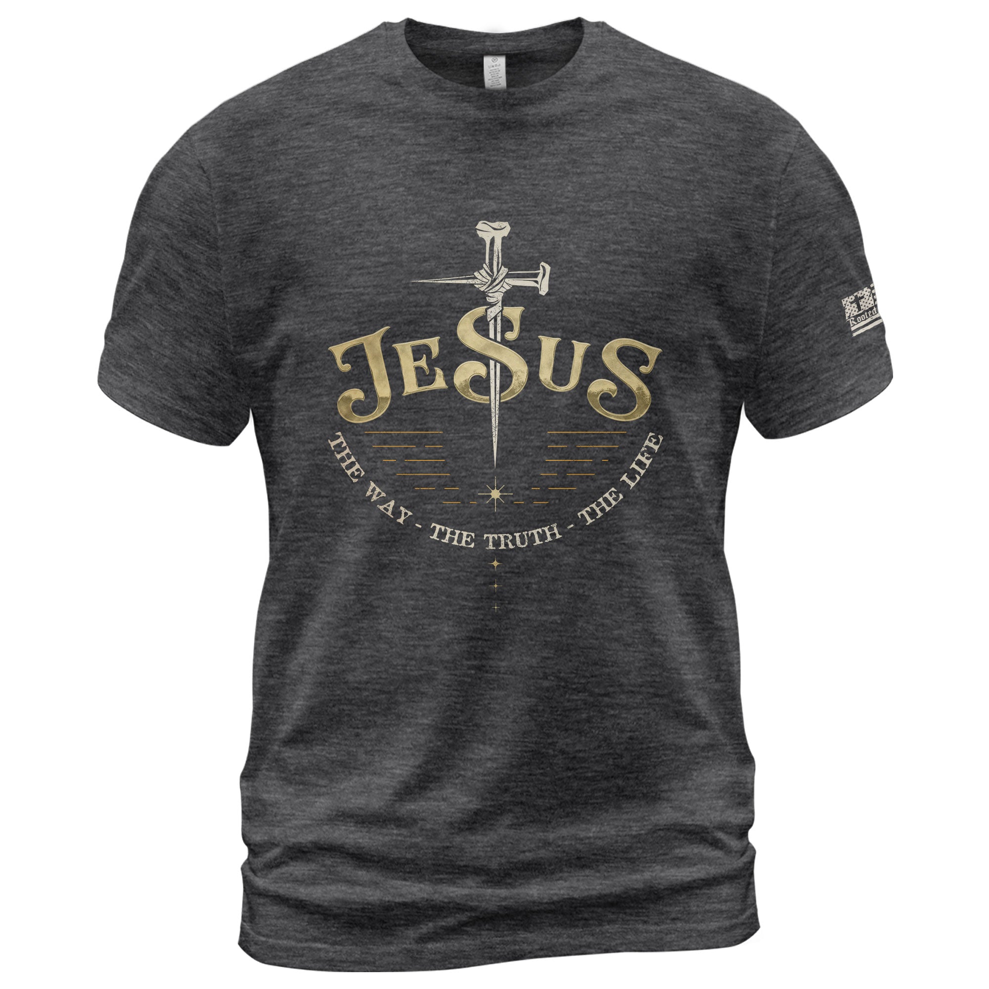 Forged in Faith JESUS Sword, Christian Tee Shirts - Faith Shirts for Men - Rust Field Wear
