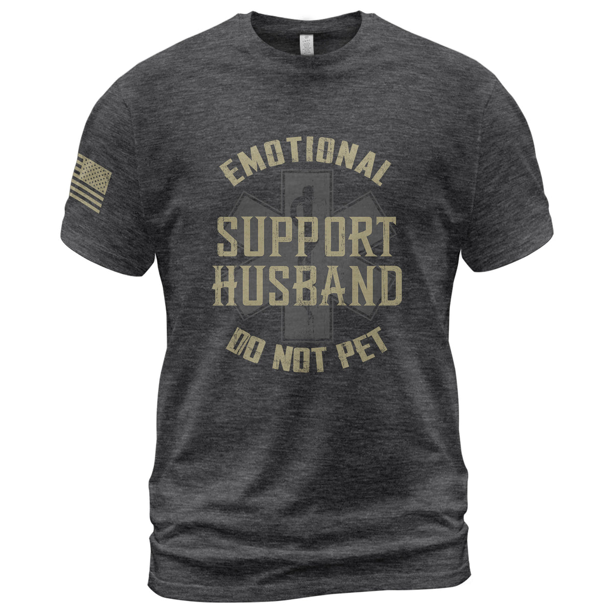 Funny Emotional Support Husband Sarcastic Graphic Tee Shirt Casual Apparel Top Clothing