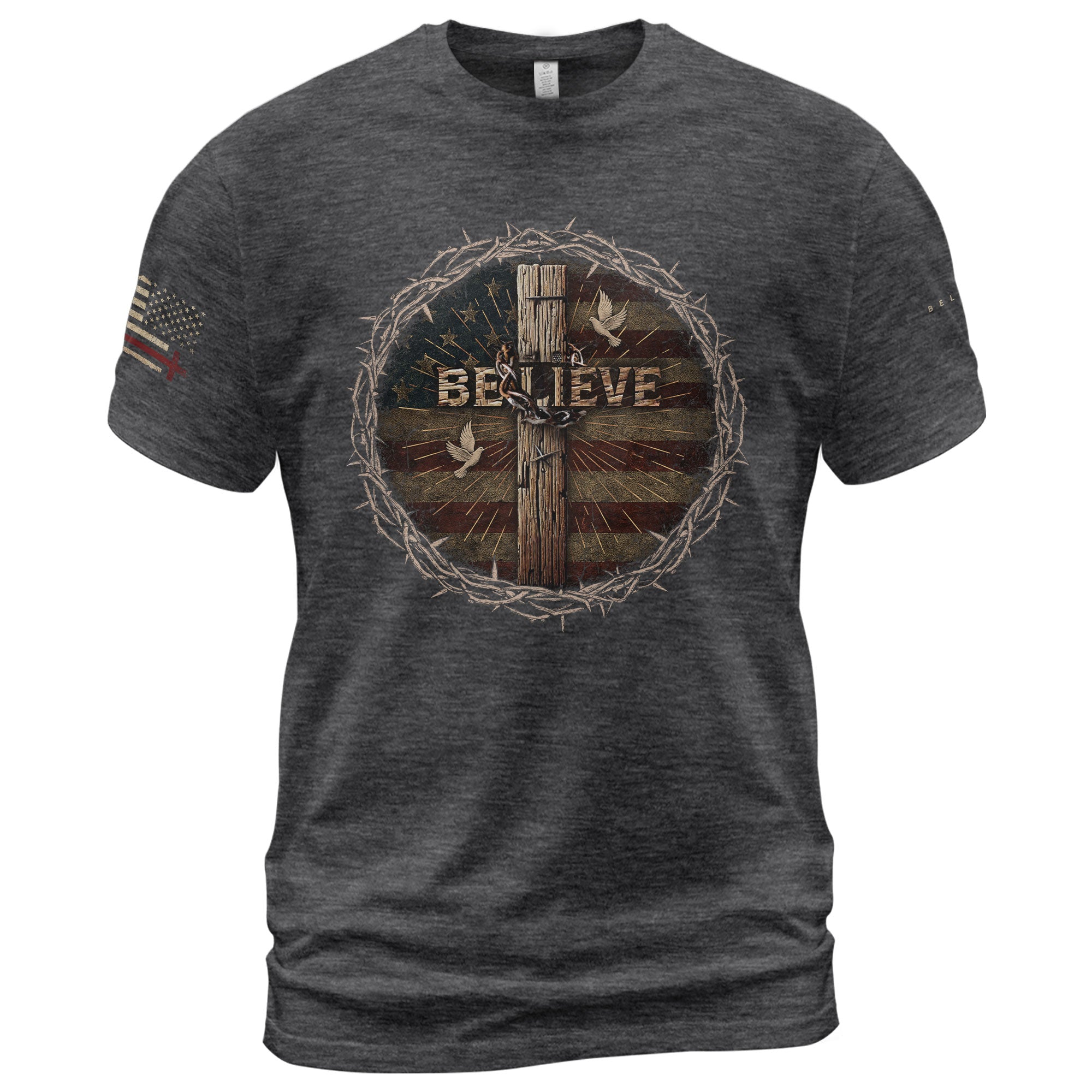 Believe Freedom Starts With Faith - Freedom T Shirt, Patriotic Shirts for Men - Rust Field Wear
