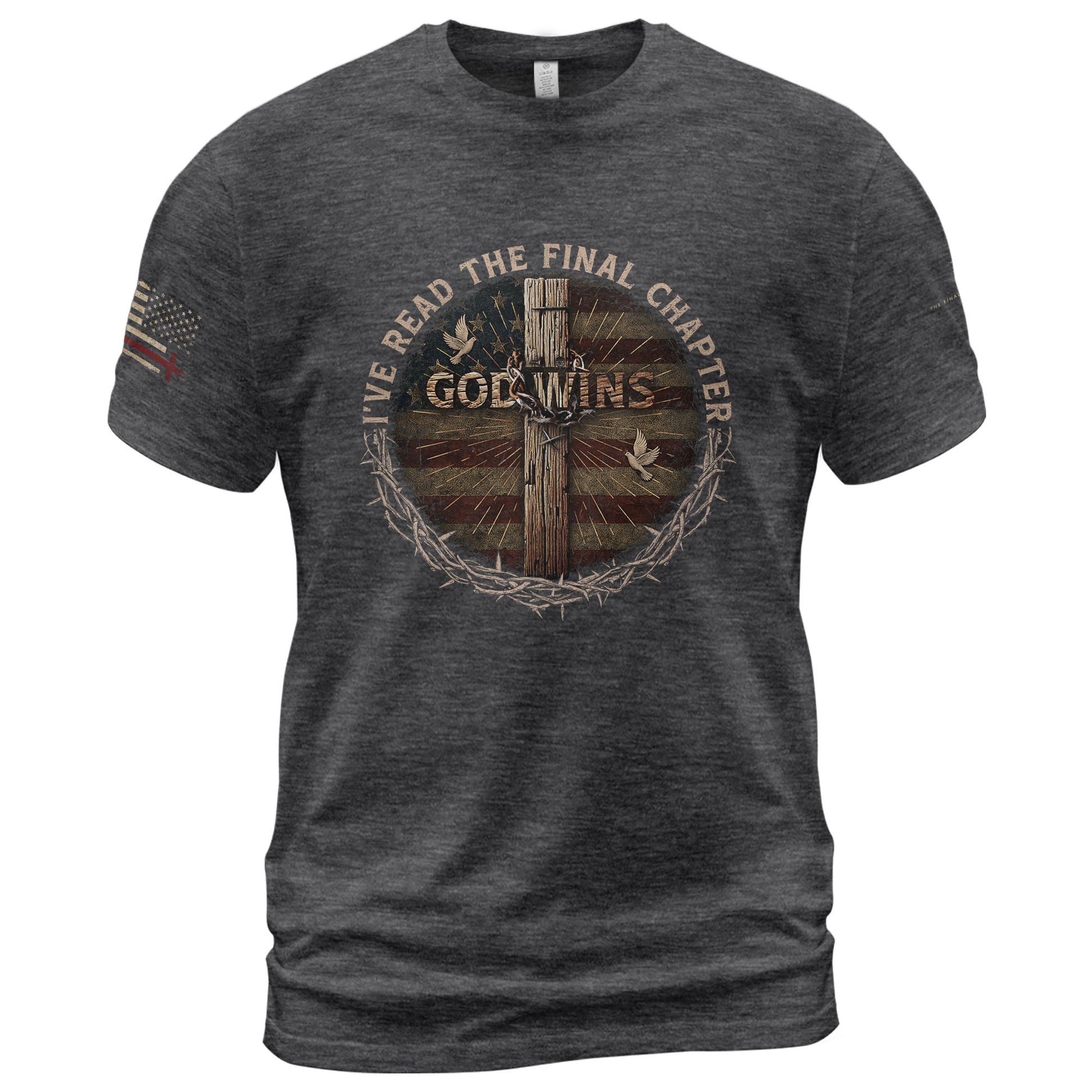 God Wins Christian, Christian Tee Shirts - Faith Shirts for Men - Rust Field Wear