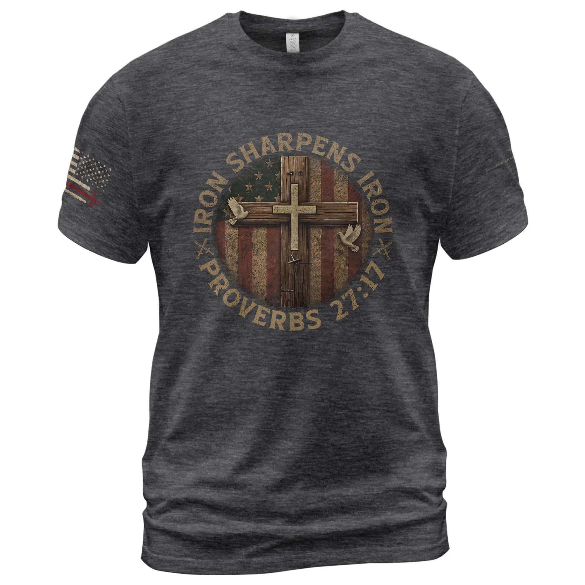 Christian Tee Shirts, Christian Brotherhood Iron Sharpens Iron - Christian Shirts for Men - Rust Field Wear